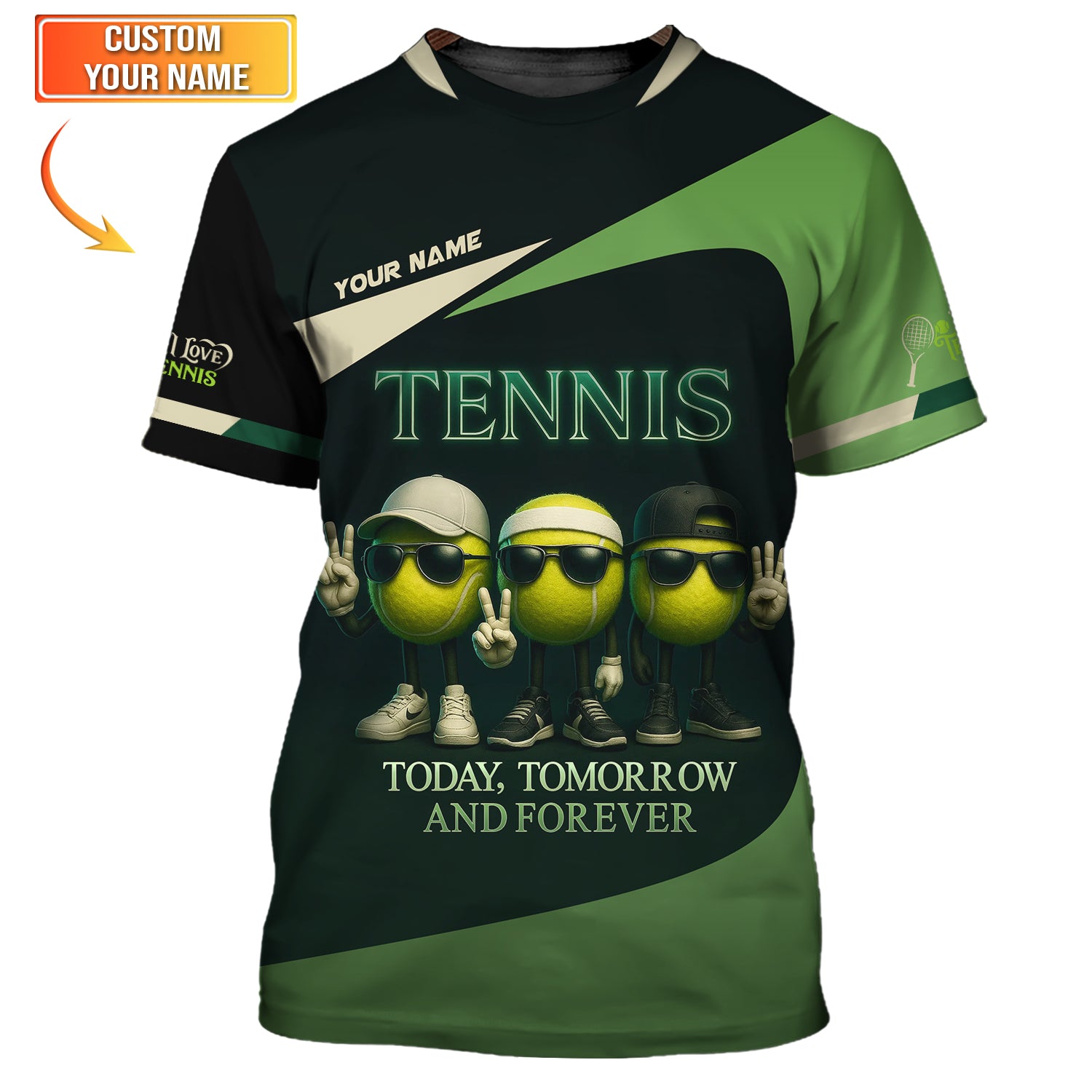 I Love Tennis Shirts Tennis Ball Funny Custom T Shirts, Gifts for Tennis Lovers