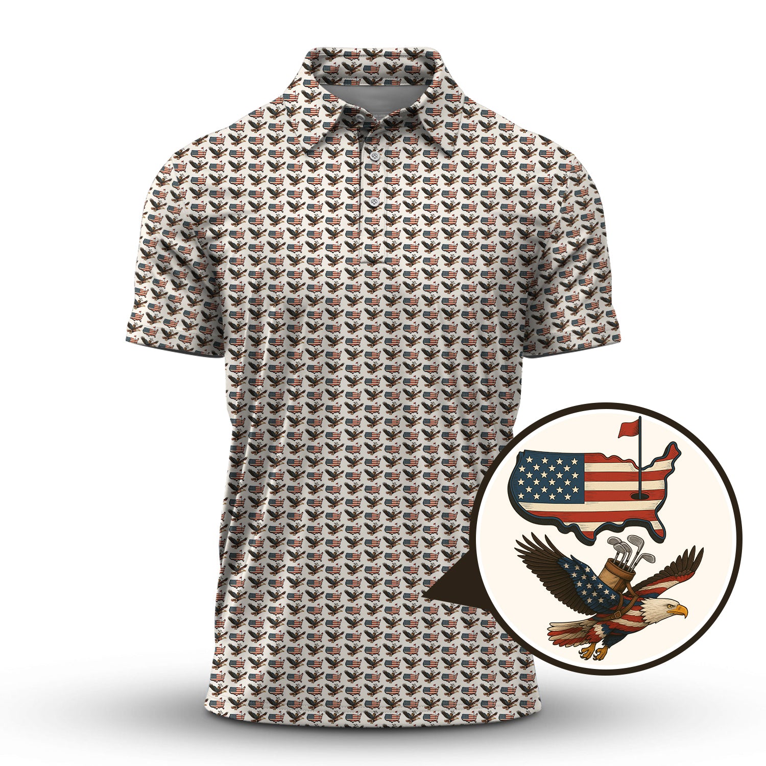 American golf shirt, USA Golf Shirts For Golfer, Pattern Golf Shirt, Men Golf Gift