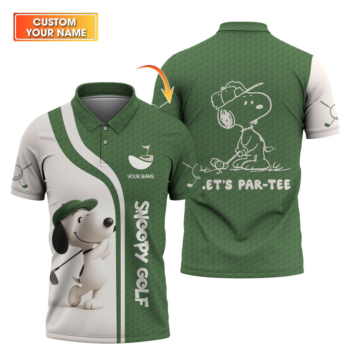 Snoopy Golf Shirt, Let's Par Tee Peanut Golf Shirt, Custom Golf Shirt Gift For Golfer