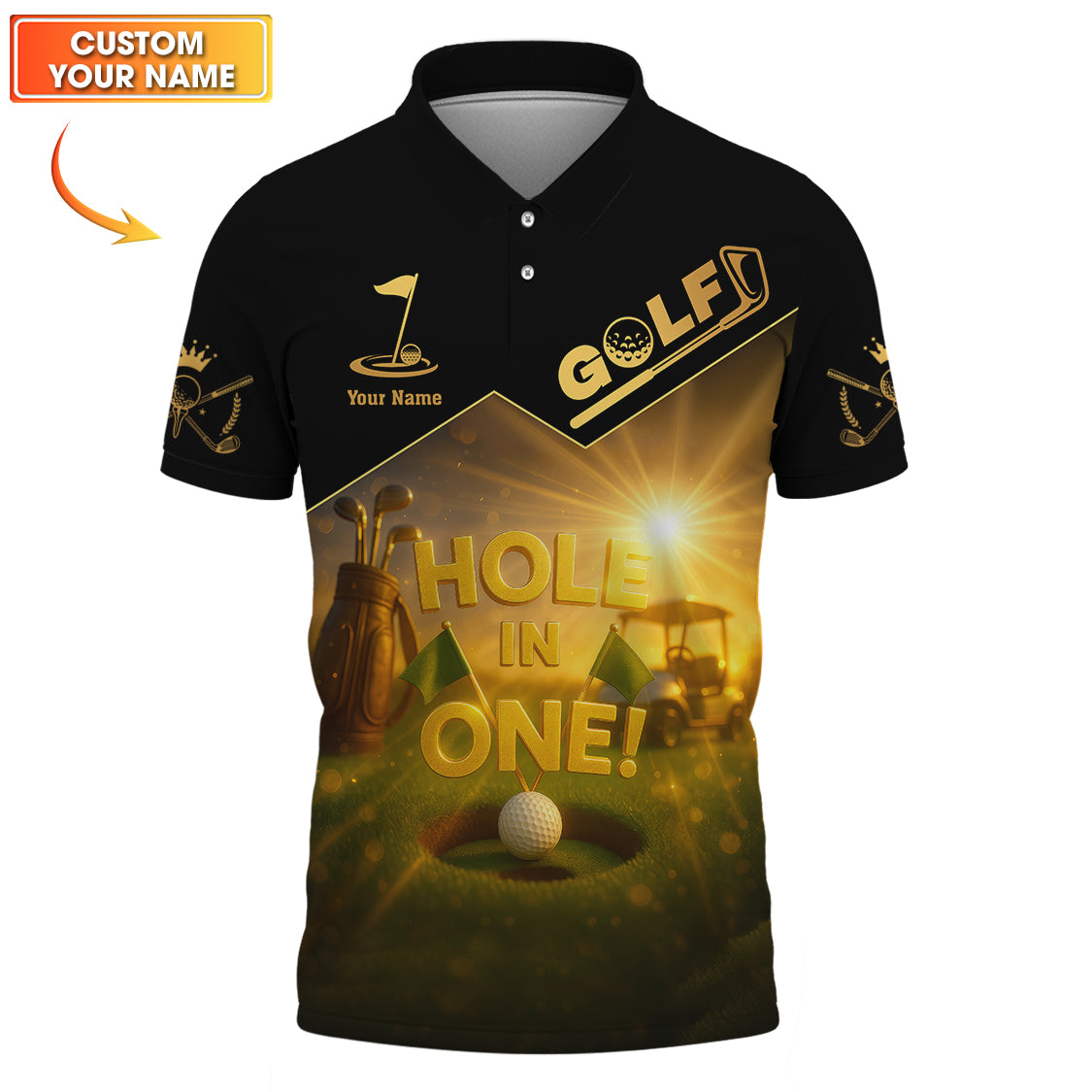Custom Funny Golf Polo Texas Hold Em Shirt, Hole In One Golf Polos, Golf Gift For Men's