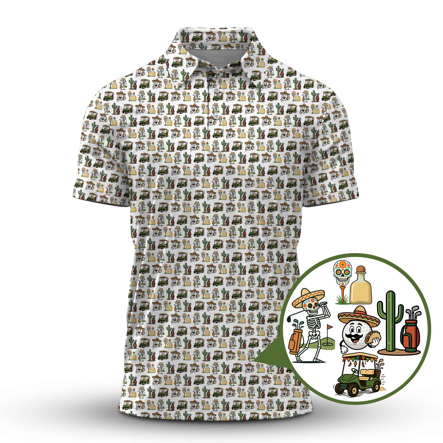 Pattern Golf Shirt, Mexican Golf Shirt For Golfer, Funny Golf Shirt For Men