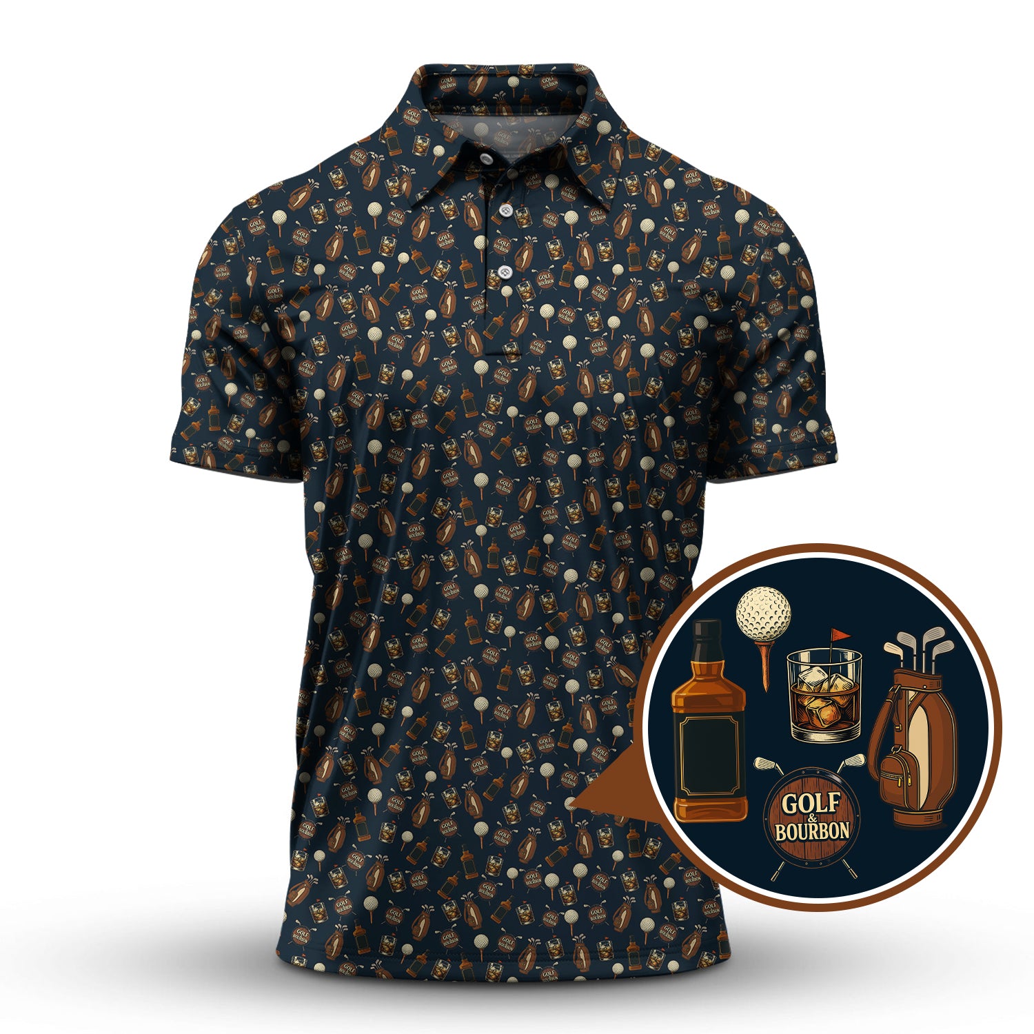 Golf Pattern Shirt For Golfer, Bourbon Golf Shirt, Crazy Golf For Men