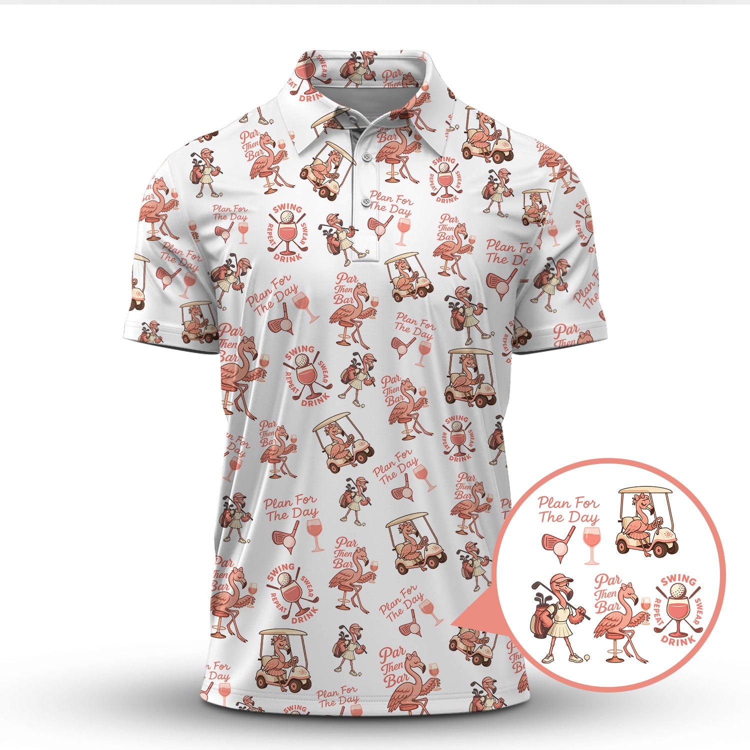 Flamingo Golf Shirt For Golfers, Funny Womens Golf Polos, Pattern Ladies Golf Shirt