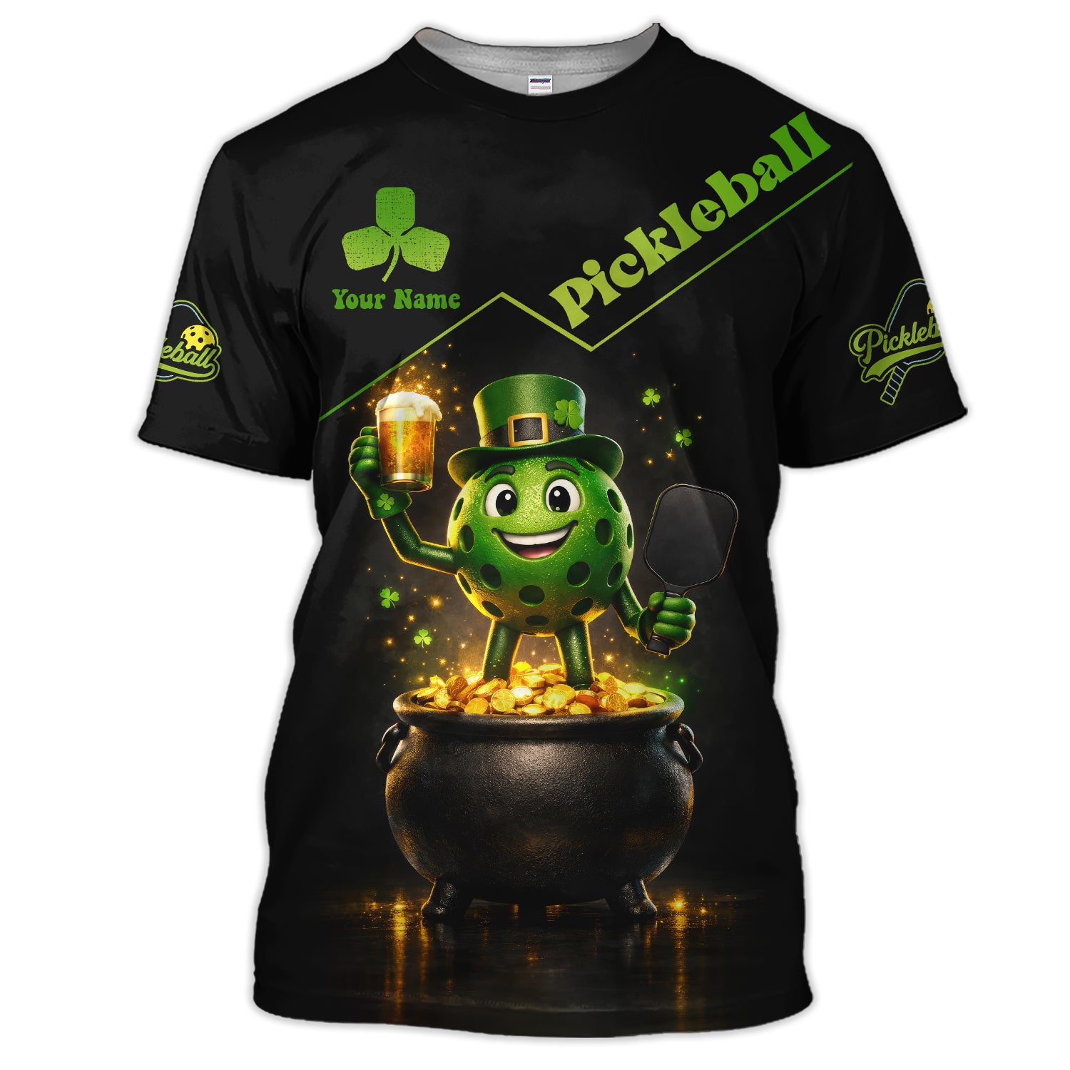 Personalized Pickleball Shirt, Funny Leprechaun Pickleball Custom Name Shirt, Gift For Pickleball Players