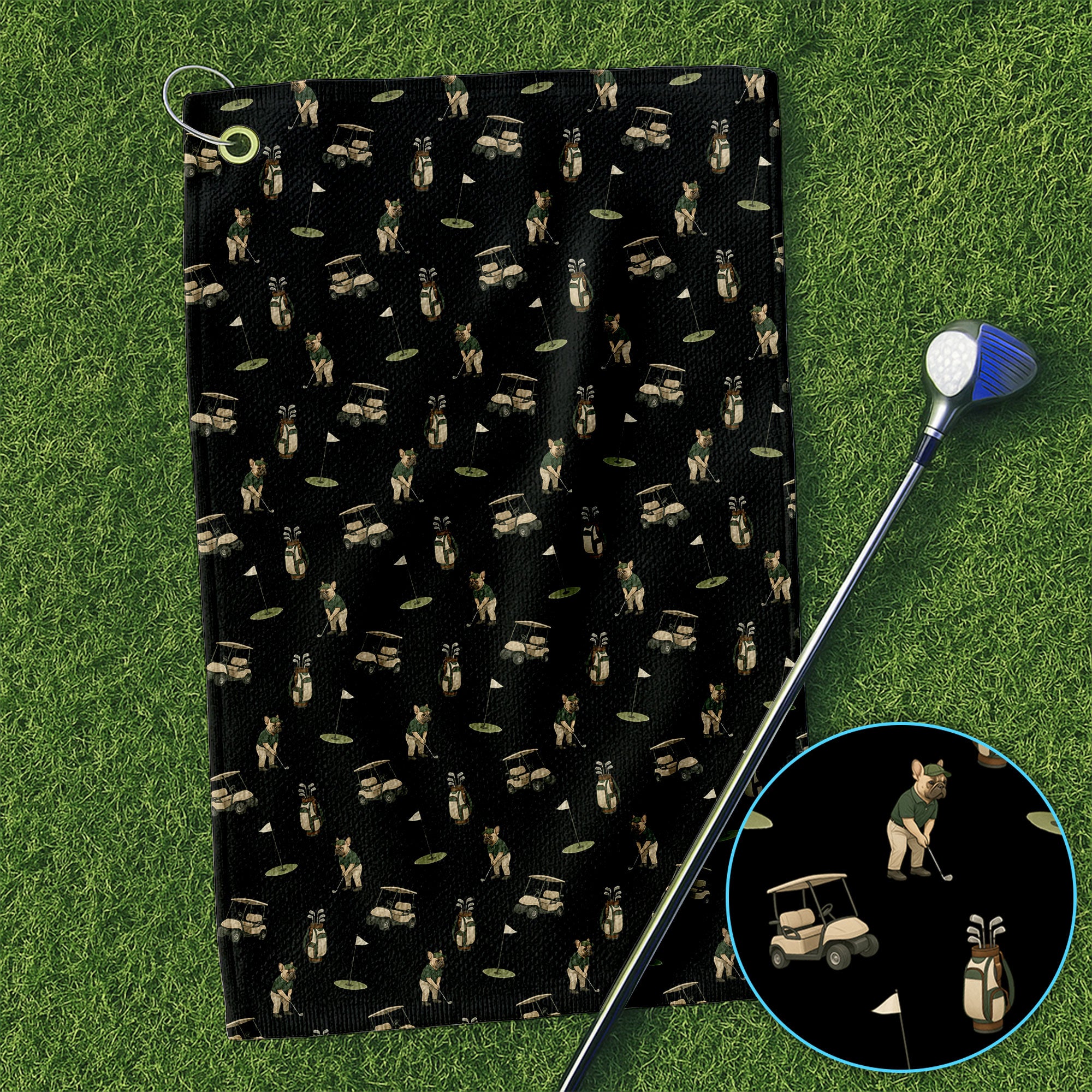 Crazy French Bulldog Golf Towel, Funny Frenchie Golf Towels For Men, Golf Gift For Golfer