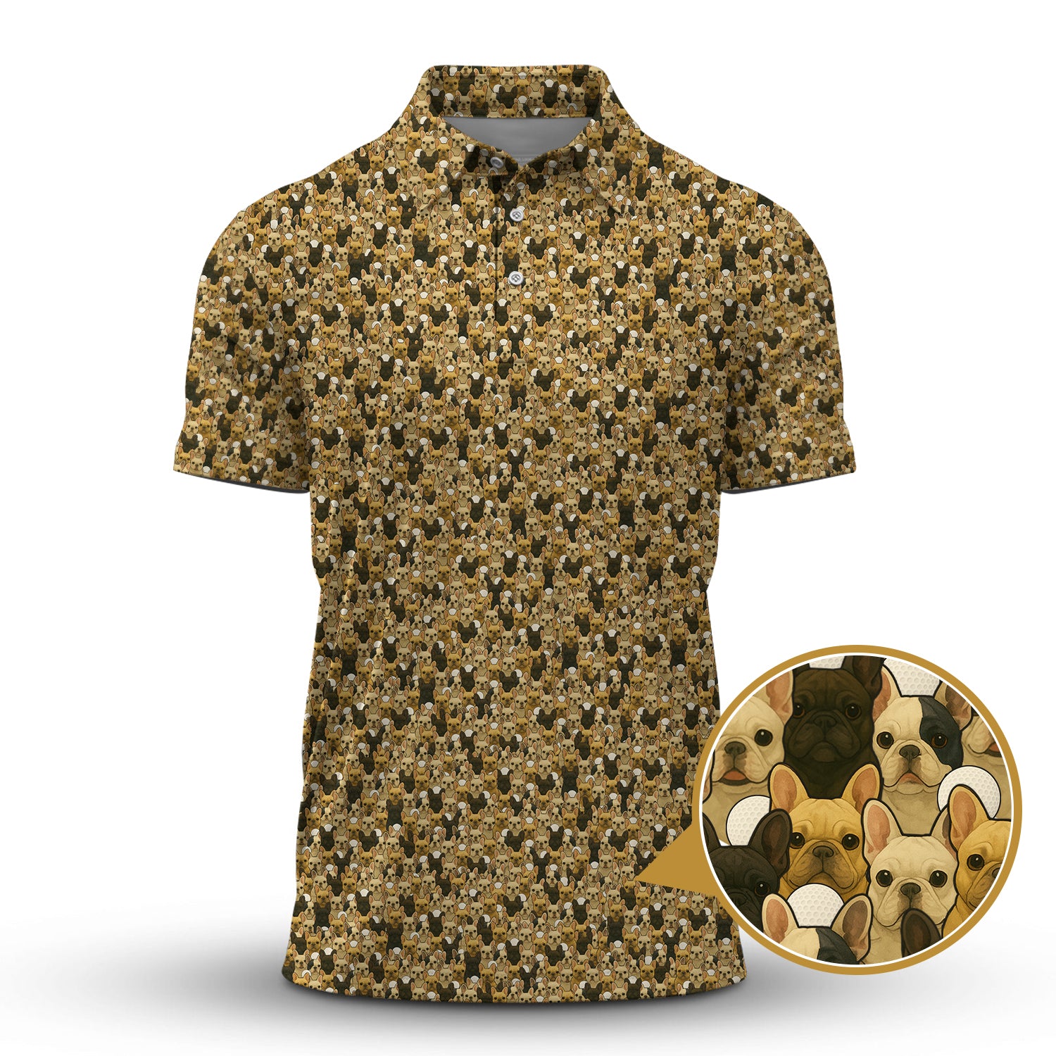 French Bulldog Golf Shirt, Funny Dog Golf Shirt For Men, Pattern Golf Shirt For Golfers
