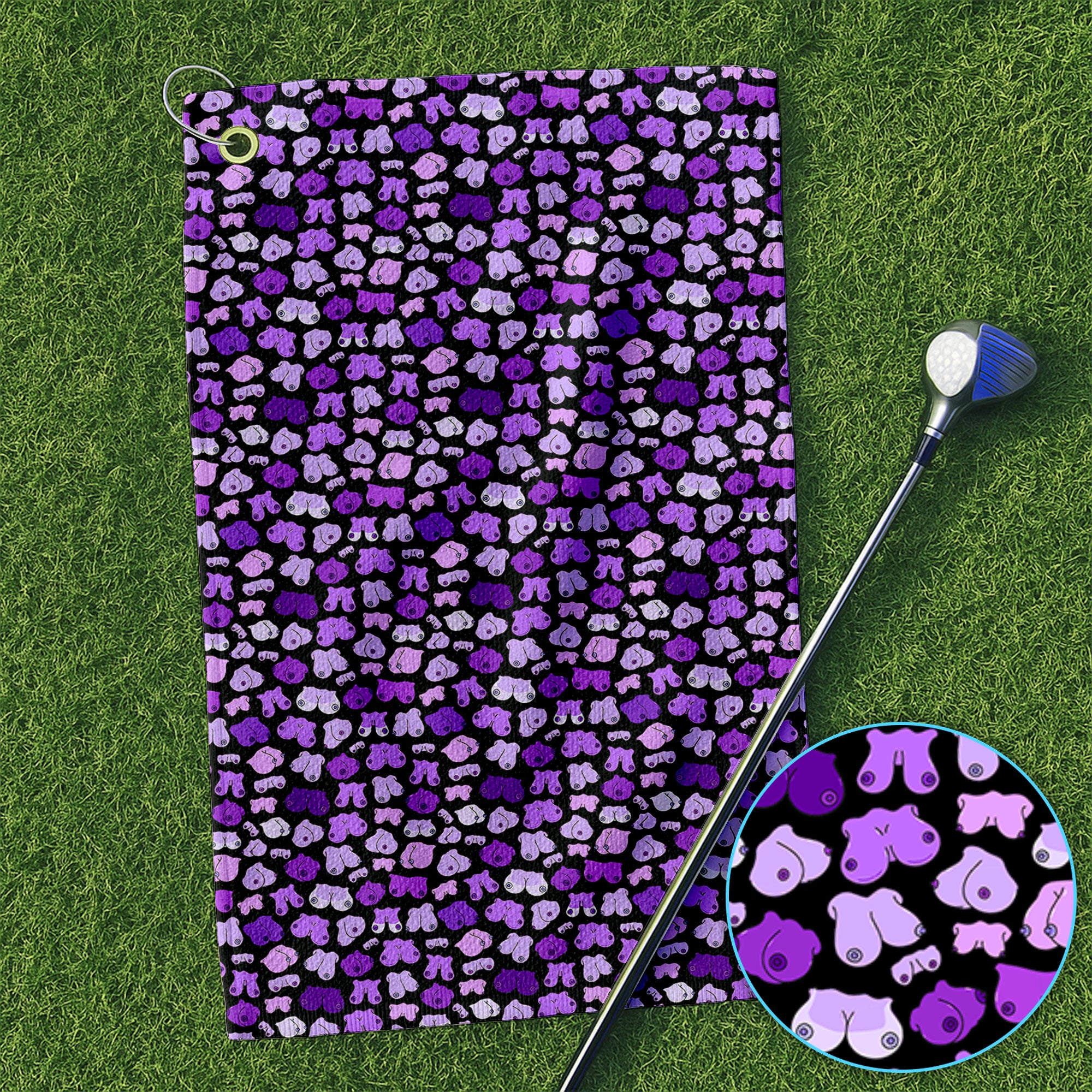 Funny Dirty Black Purple Seamless Pattern Golf Towel, Funny Golf Towels, Golf Gift For Men