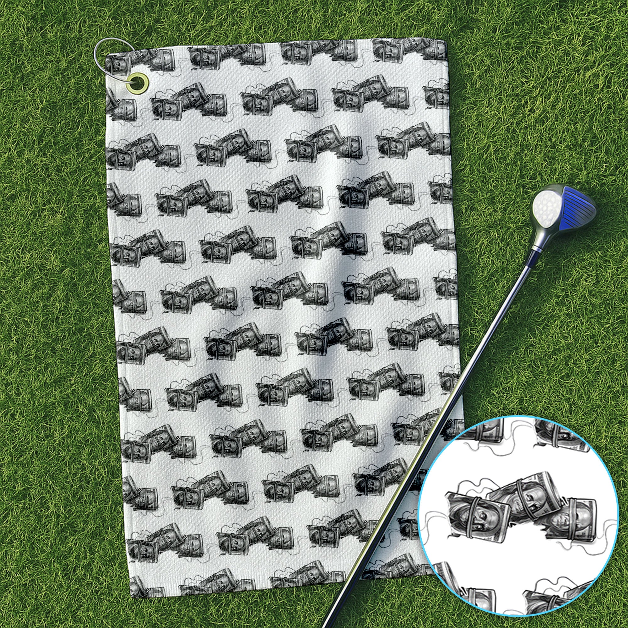 Funny Money Stack Pattern Towel, Crazy Golf Towels For Men, Golf Gift For Golfer