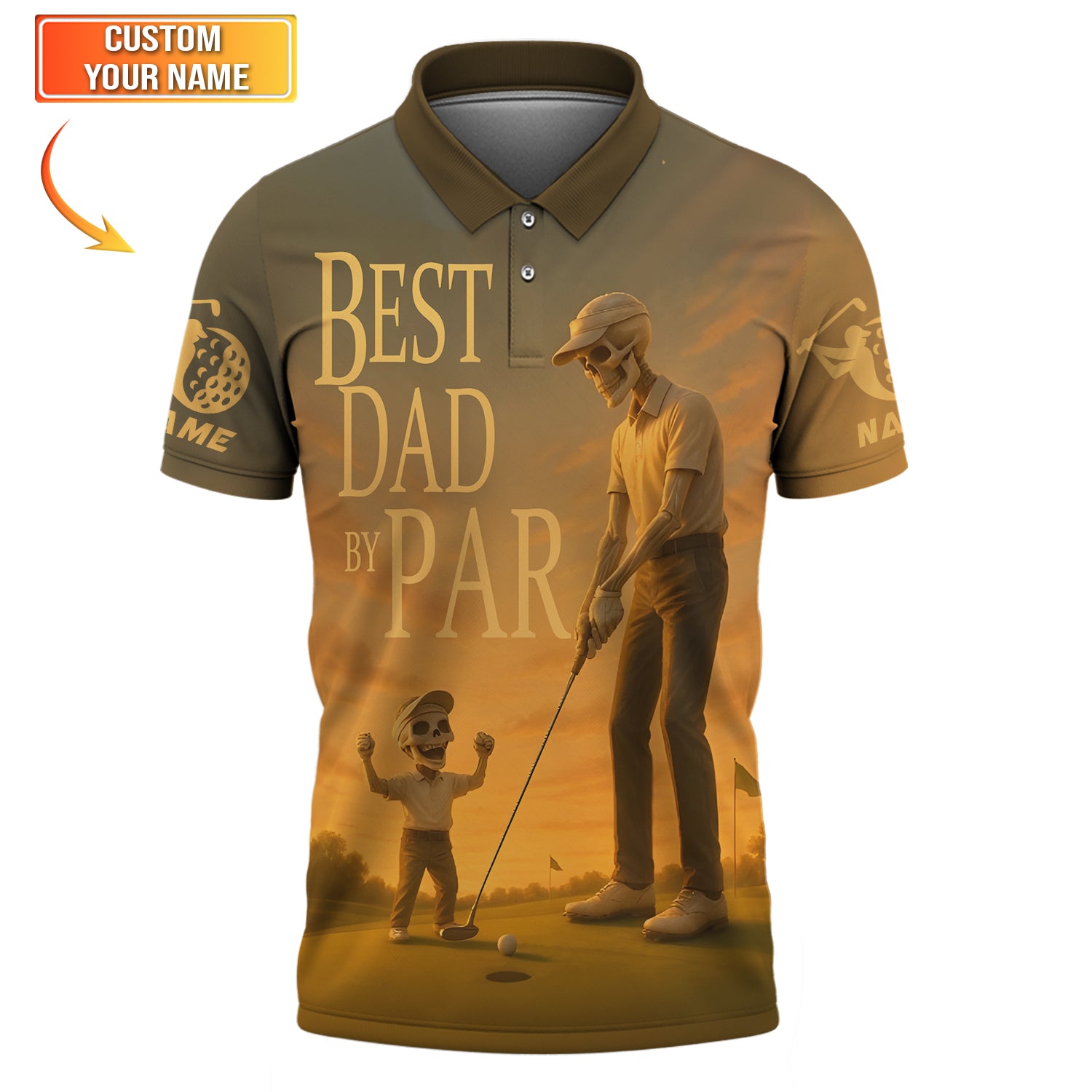 Best Dad by Par Custom Name Golf Shirt – Vintage Men's Polo – Funny Father's Day Gift