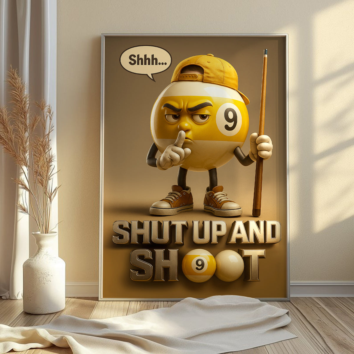 Billiards Poster, Shut Up And Shoot Poster, 9 Ball Wall Art, Pool Players Bar Or Game Room Decor