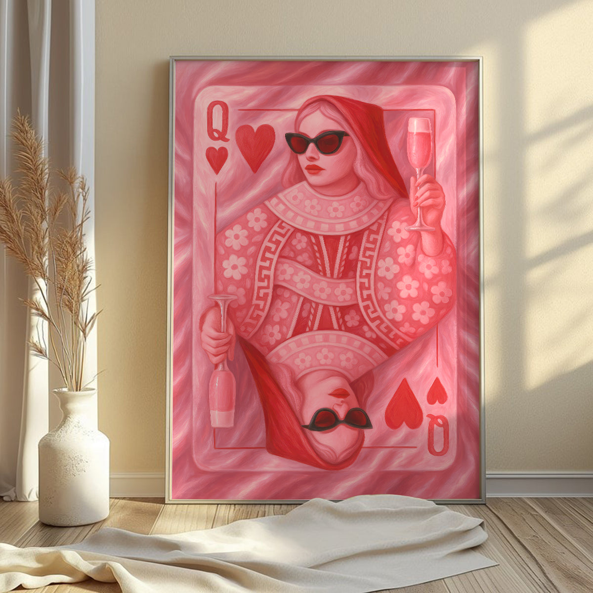 Poker Poster, Queen Playing Card Wall Art, Poker Canvas For Poker Plover, Poker Poster For Game Room Decor
