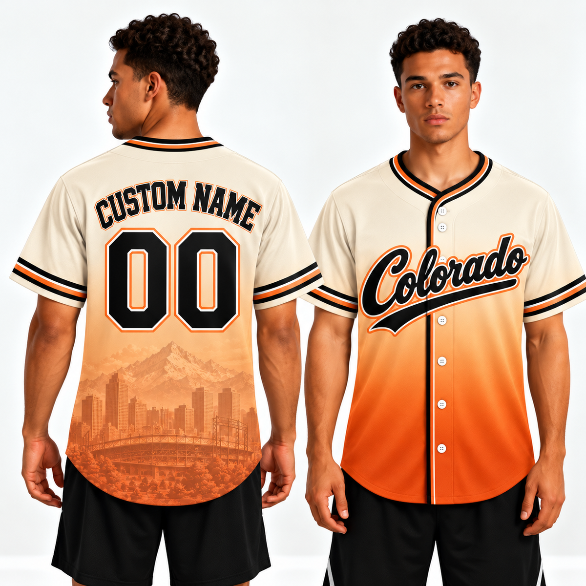 Custom Colorado Skyline Ombre Baseball Jersey