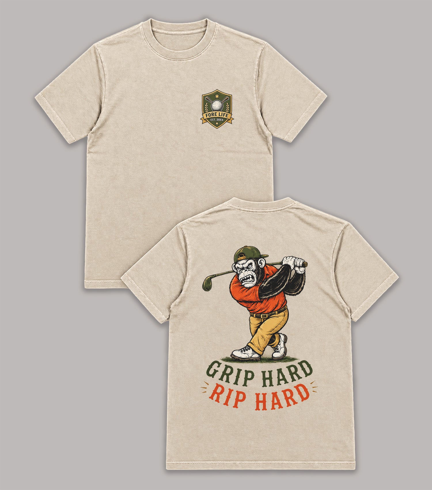 Grip Hard Rip Hard Gorilla Golf T-Shirt
