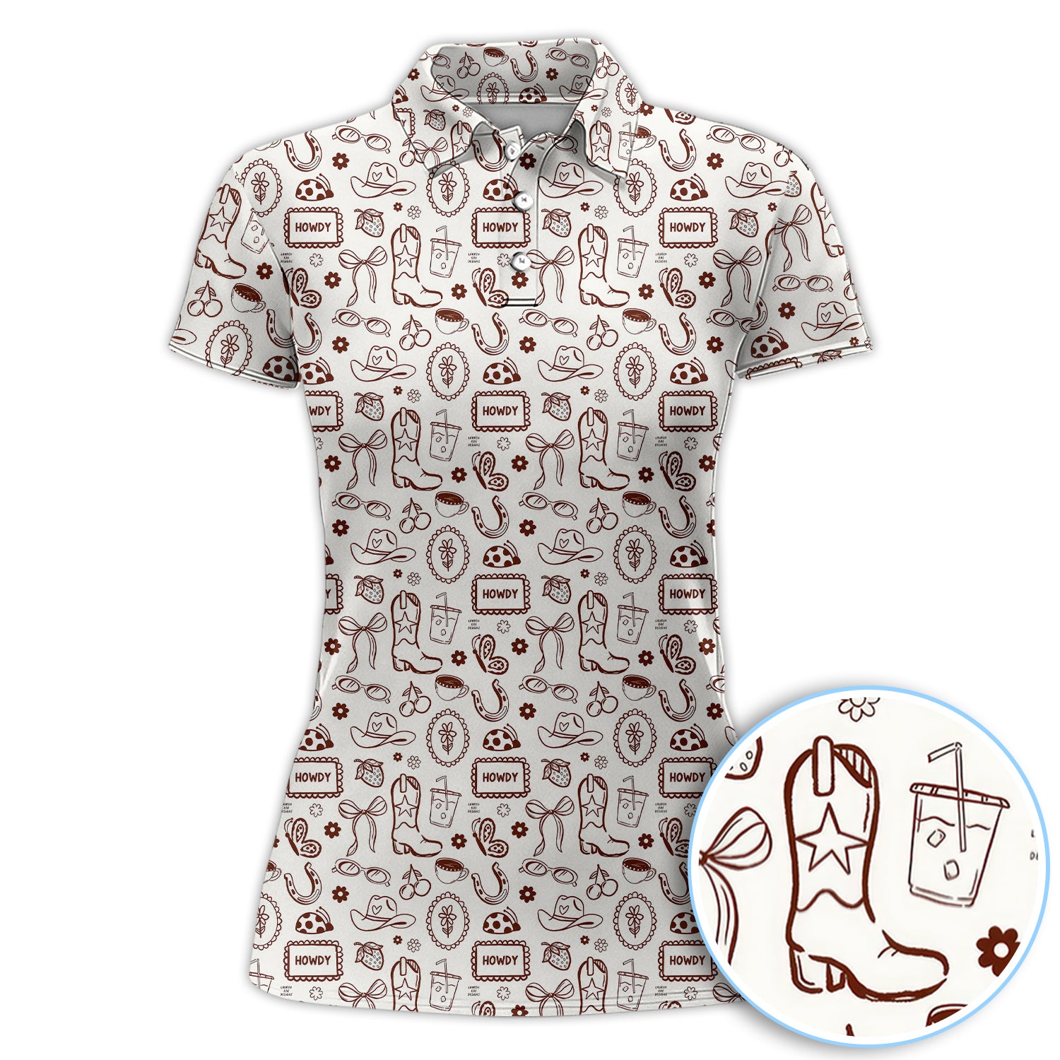 Western Howdy Cowboy Pattern Shirt, Cowgirl Western Style Shirt For Women, Funny Golf Shirt