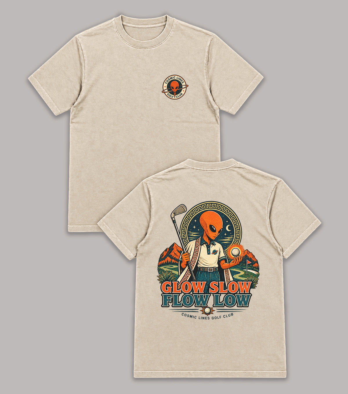 Glow Slow Flow Low Alien Golf T-Shirt