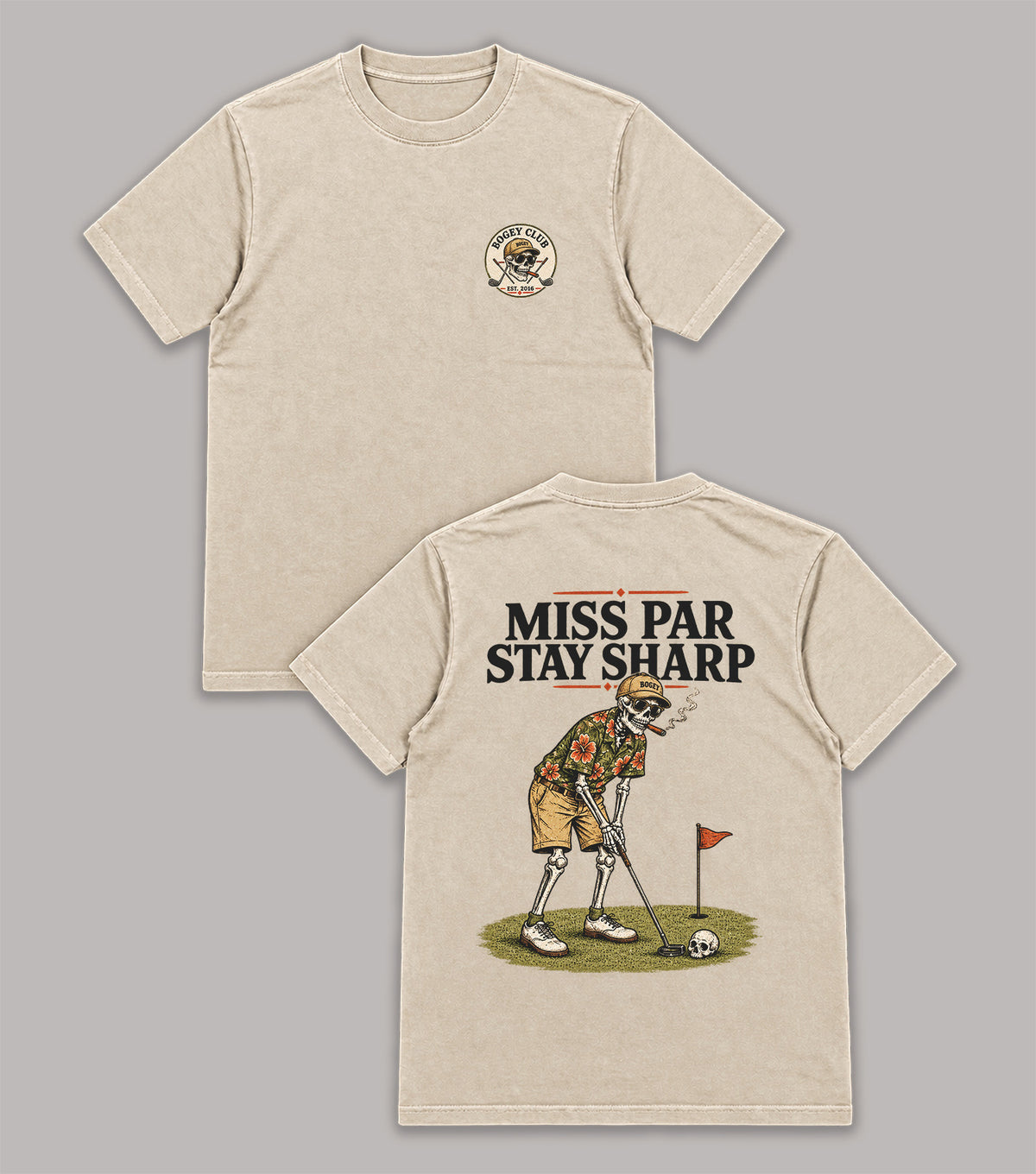 Miss Par Stay Sharp Skeleton Golf T-Shirt