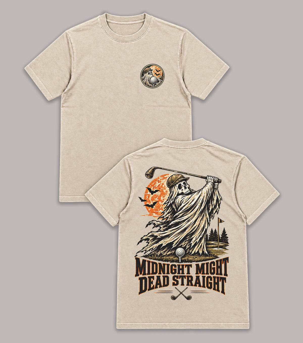 Midnight Might Dead Straight Grim Reaper Golf T-Shirt