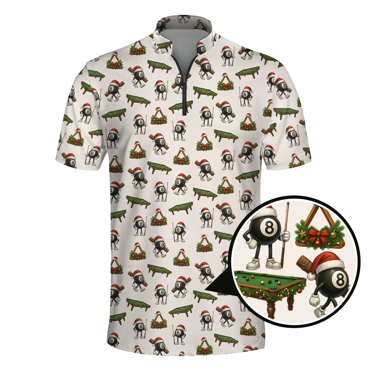 Pattern Billiard Shirt, Billiards Christmas For Billiard Players, Funny Pool Shirt For Men