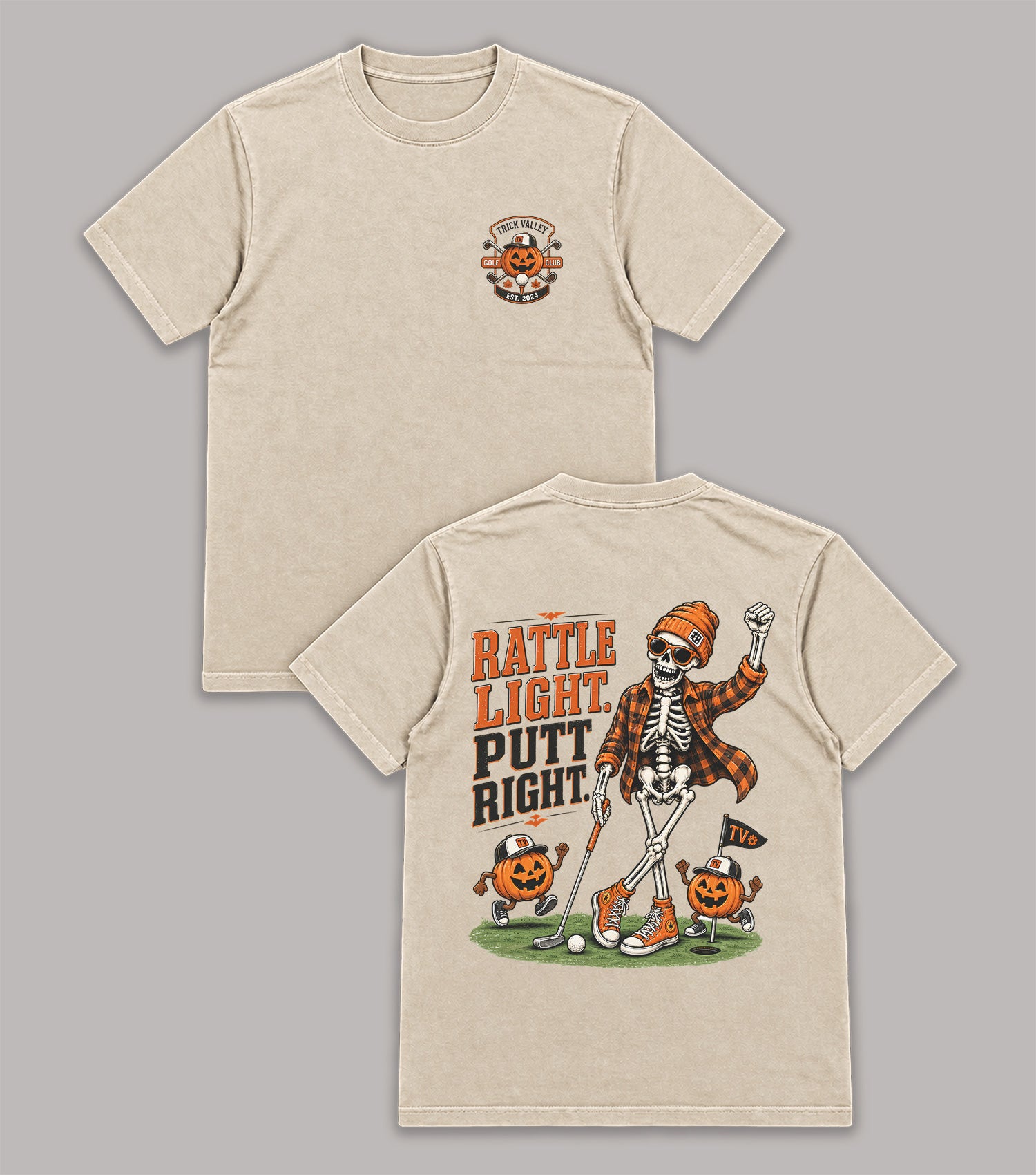Rattle Light Putt Right Skeleton Golf T-Shirt