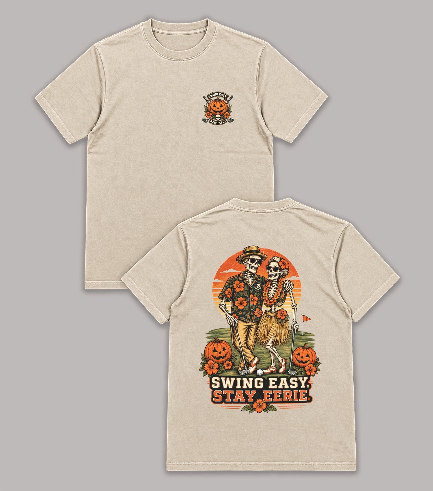 Swing Easy Stay Eerie Skeleton Couple Golf T-Shirt