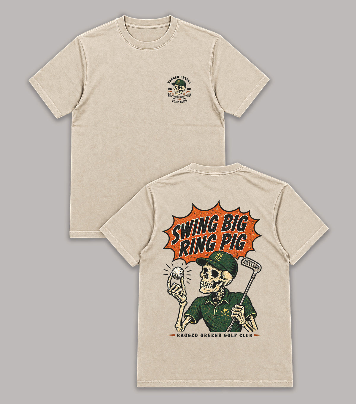 Swing Big Ring Pig Skeleton Golf T-Shirt