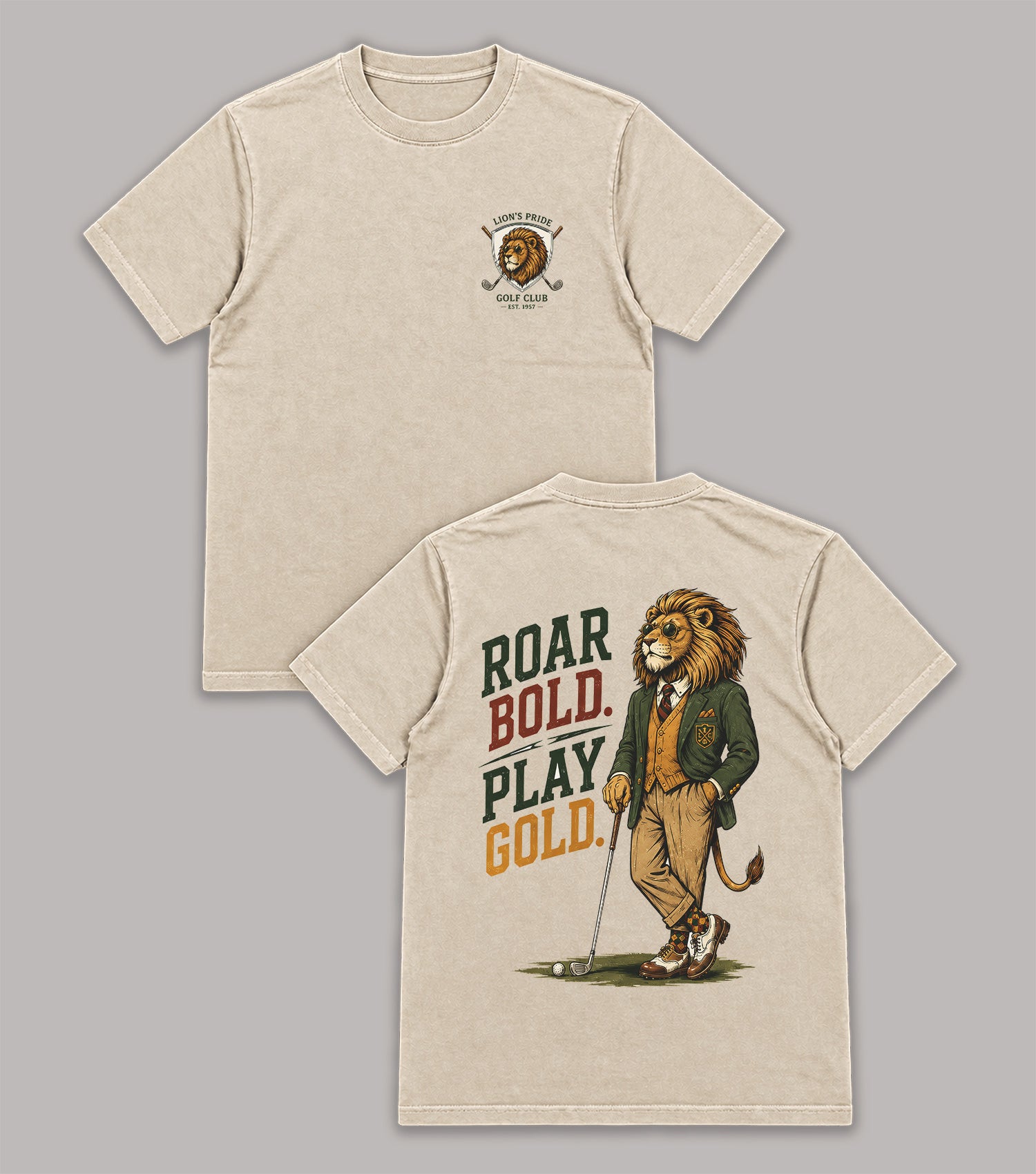 Roar Bold Play Gold Lion Golf T-Shirt