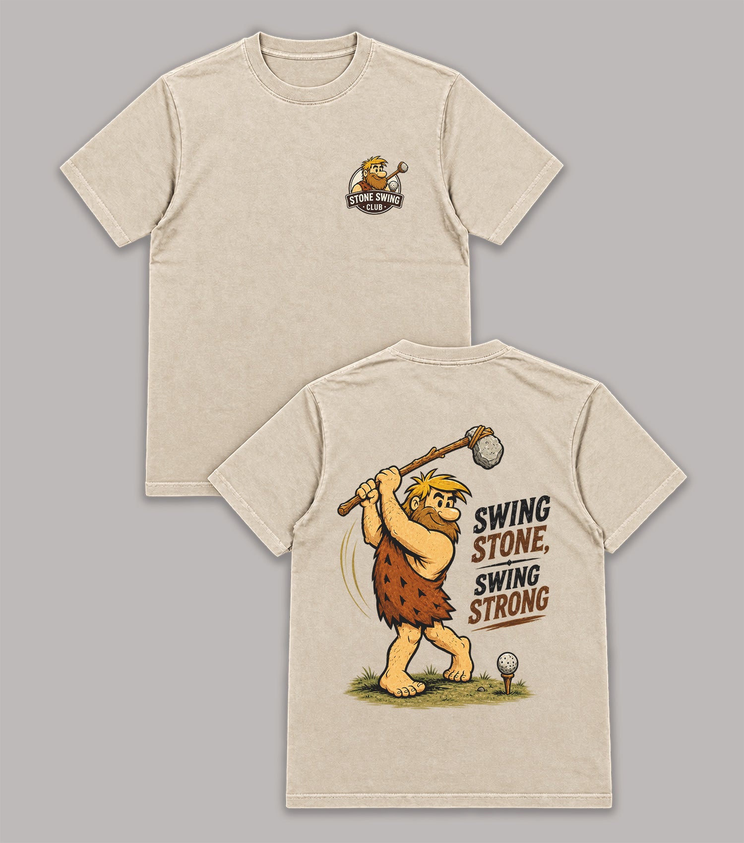 Swing Stone Swing Strong Caveman Golf T-Shirt