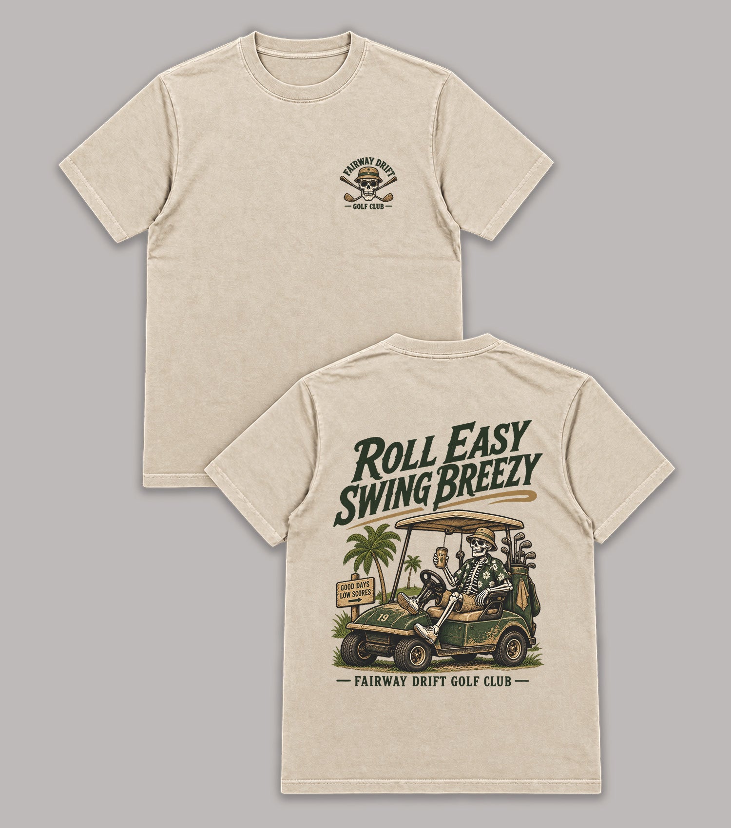 Roll Easy Swing Breezy Skeleton Golf T-Shirt