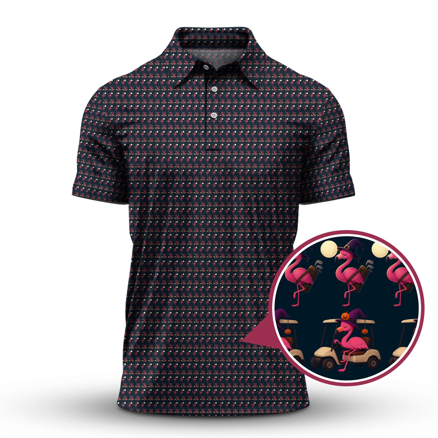 Flamingo Golf Shirt, Halloween Golf Shirt, Funny Pattern Golf Shirt For Golfer