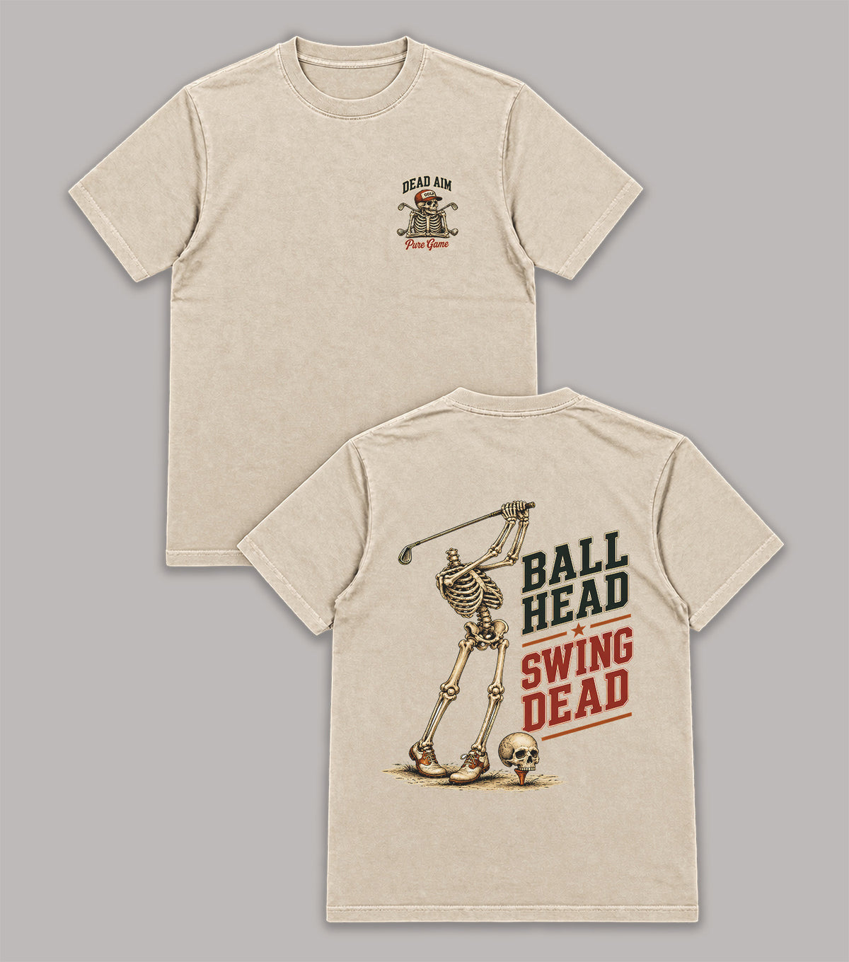 Ball Head Swing Dead Skeleton Golf T-Shirt