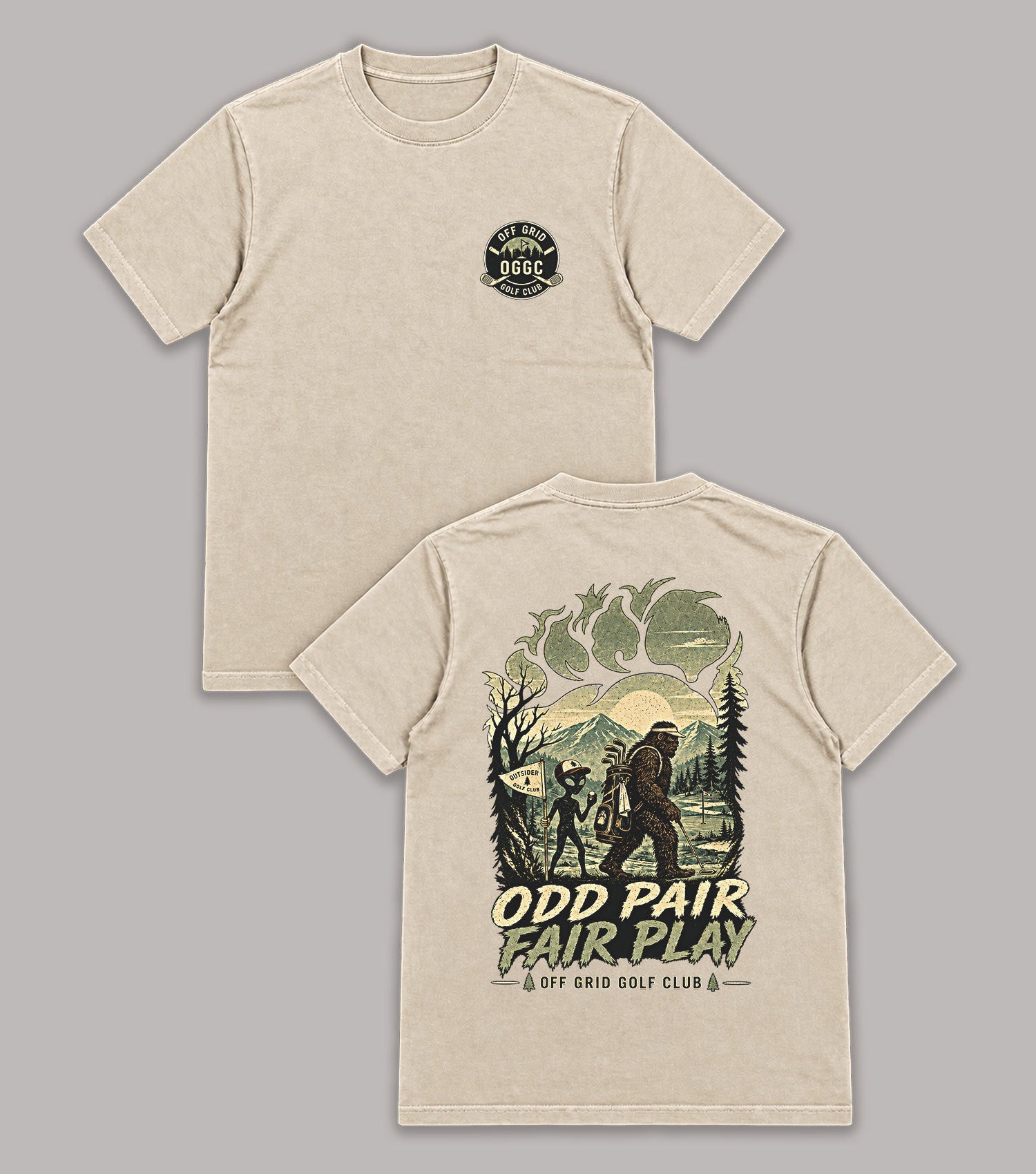 Odd Pair Fair Play Bigfoot Alien Golf T-Shirt