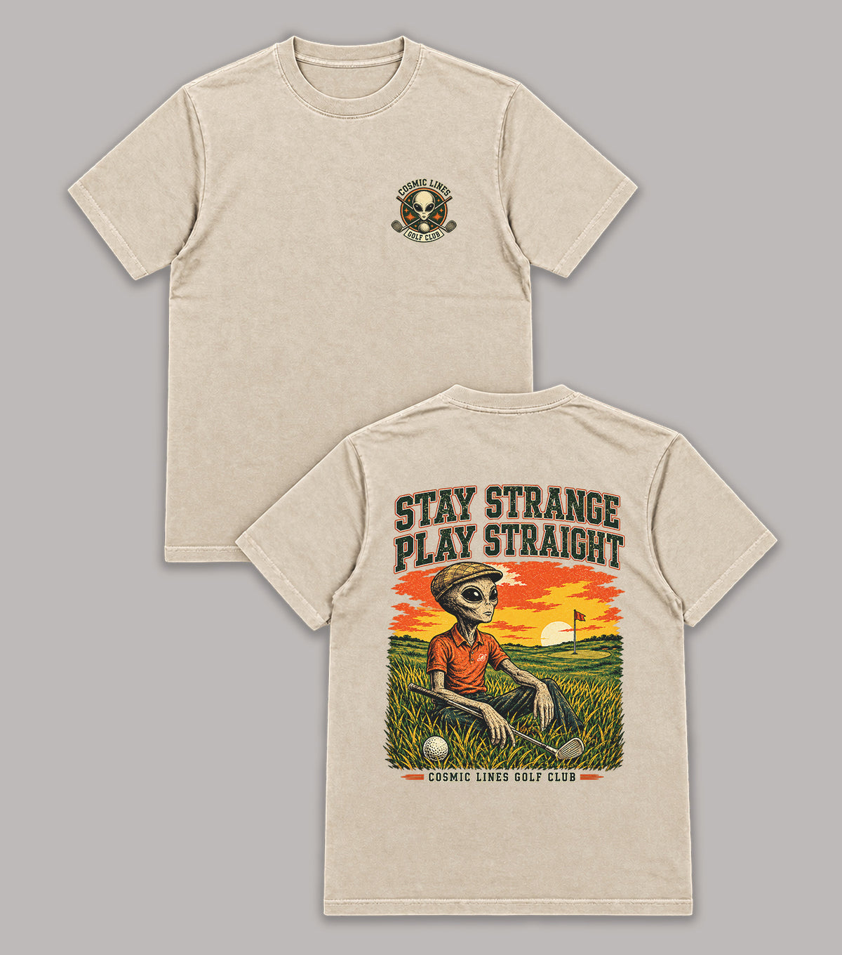 Stay Strange Play Straight Alien Golf T-Shirt