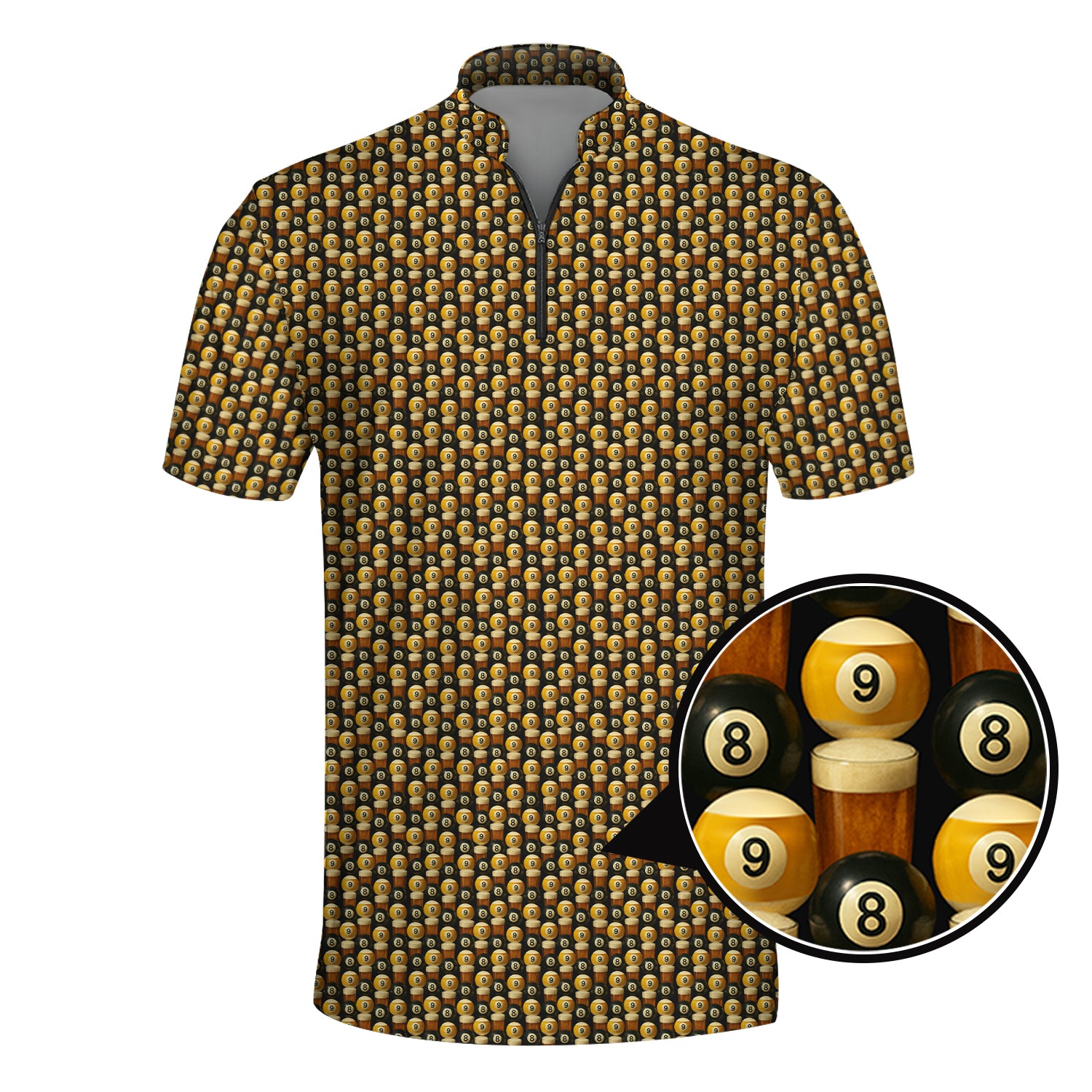 Pattern Billiard And Beer Shirt, Billiard Jersey For Men, Funny Pool Drinking Polos For Players