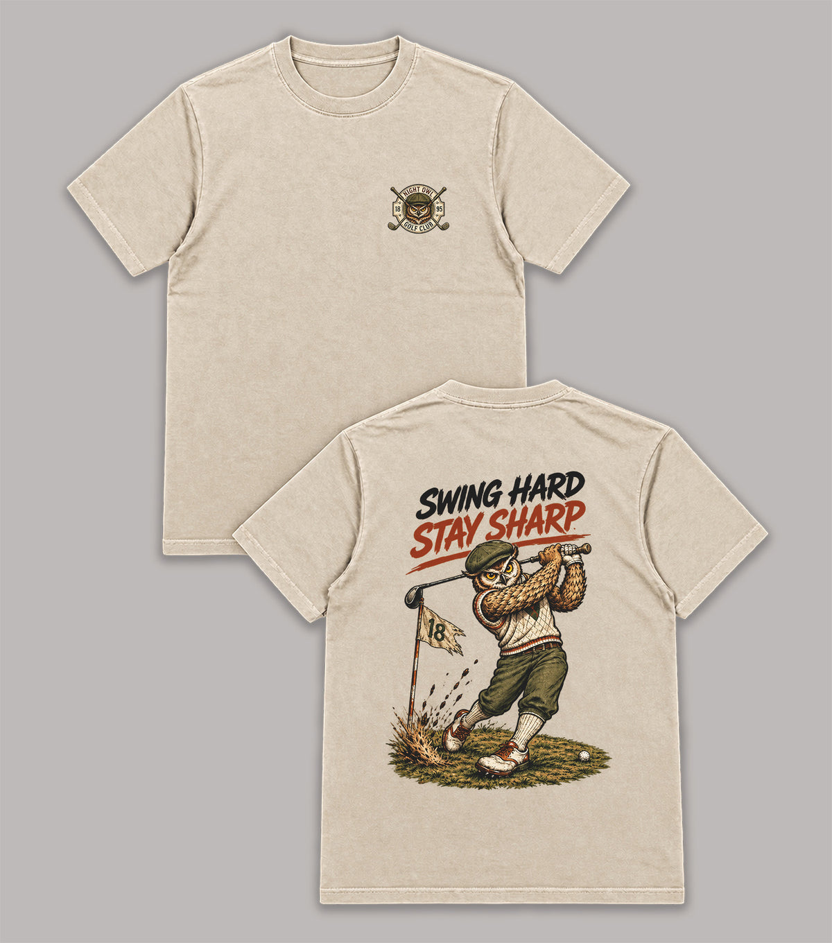 Swing Hard Stay Sharp Owl Golf T-Shirt