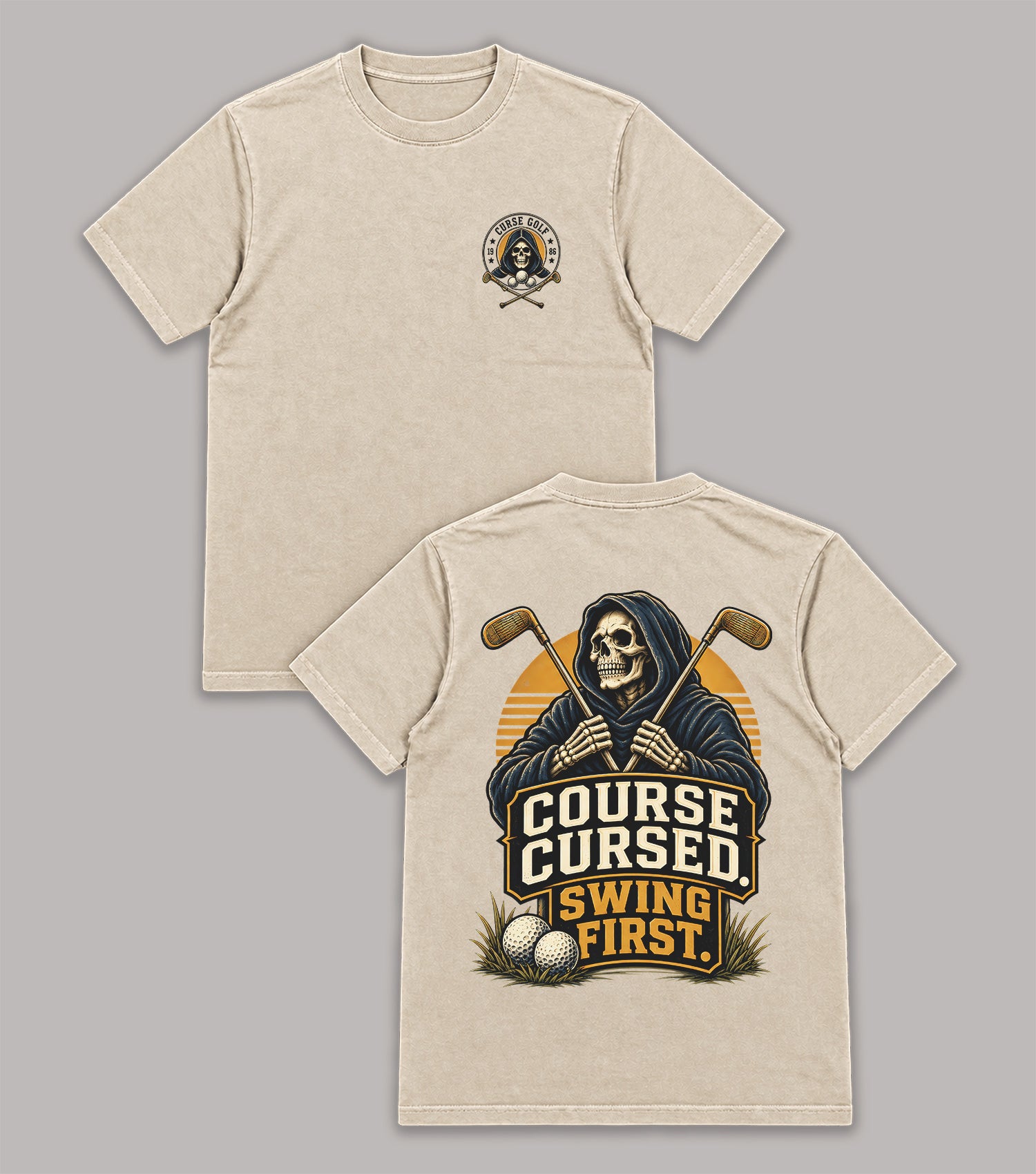 Course Cursed Swing First Grim Reaper Golf T-Shirt