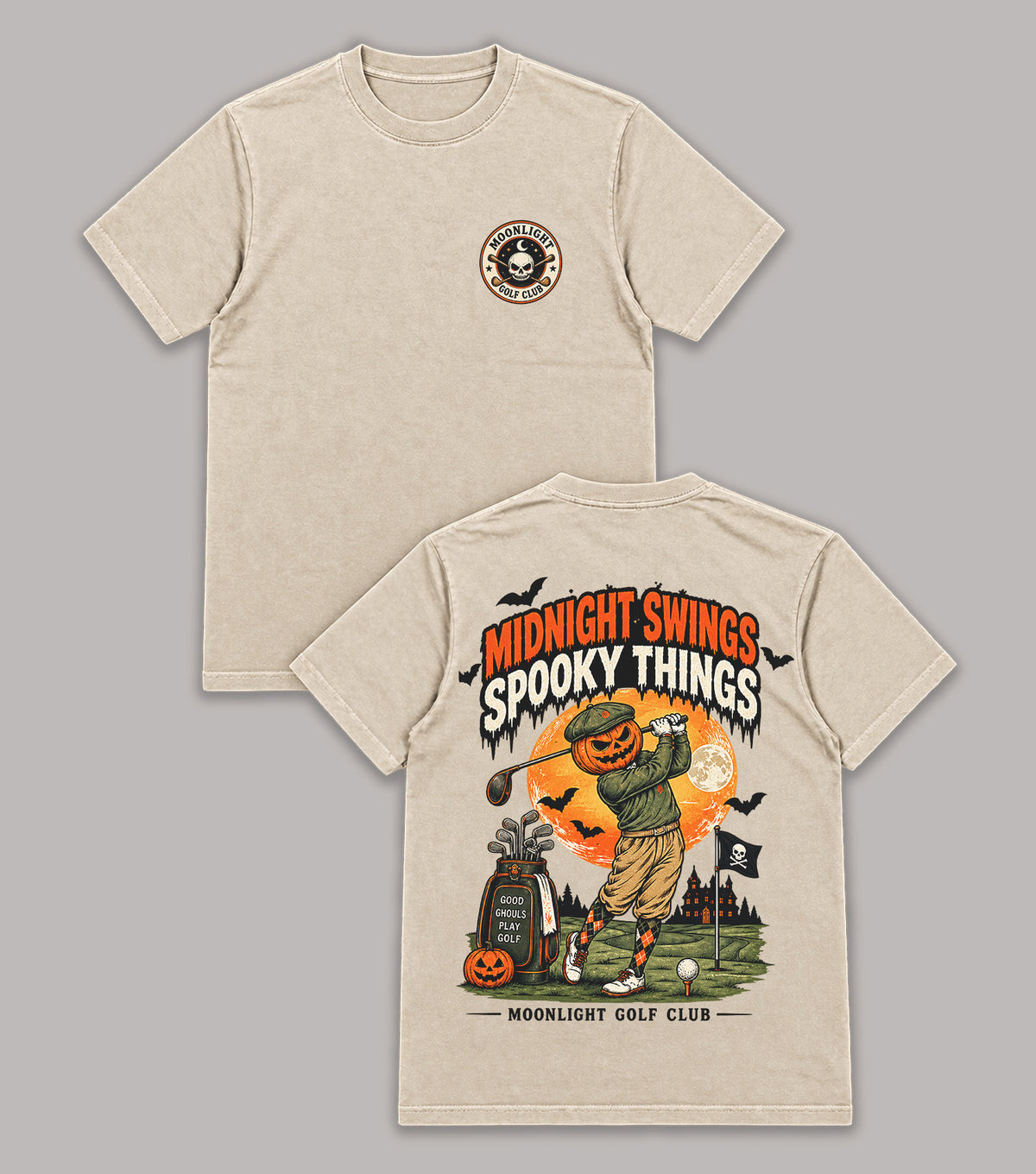 Midnight Swings Spooky Things Pumpkin Golfer T-Shirt
