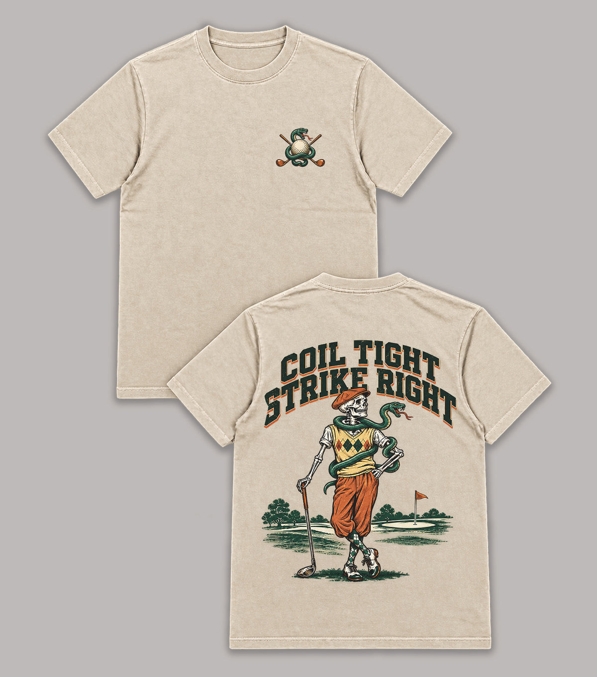 Coil Tight Strike Right Skeleton With Snake Golf T-Shirt