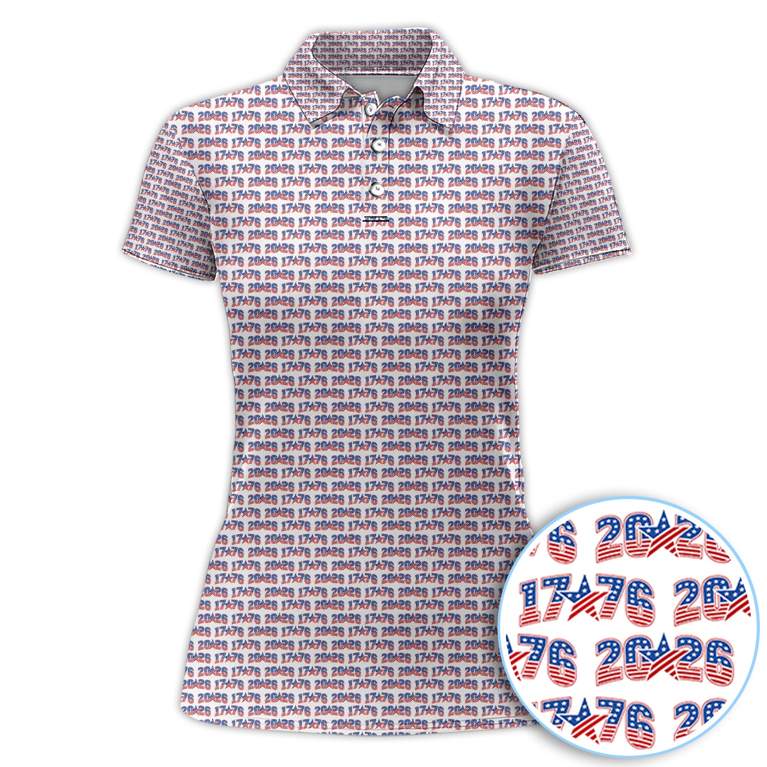 Patriotic 1776 2026 USA Pattern Shirt, American Flag Style Shirt For Women, Funny Golf Shirt
