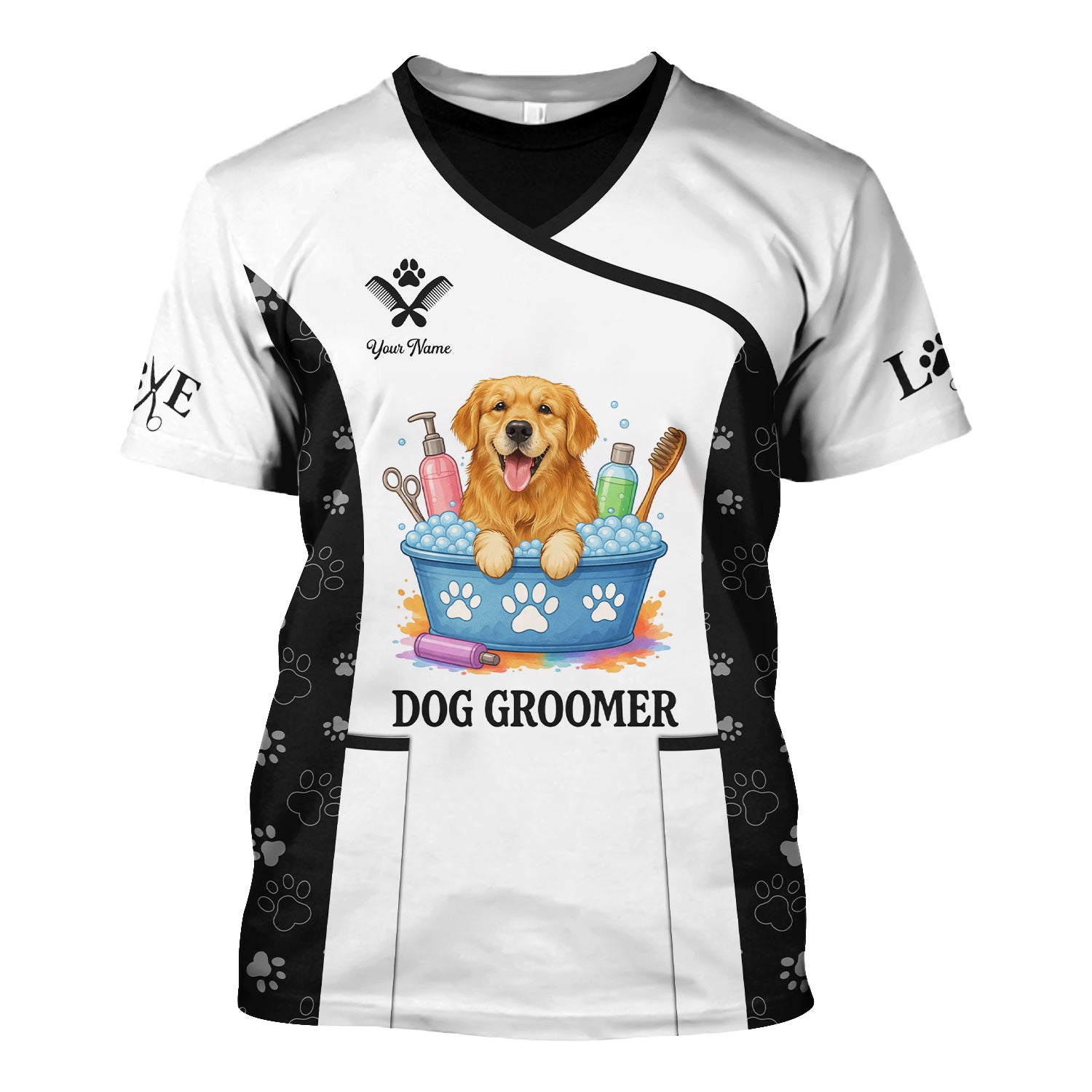Cute Puppy Dog Grooming Shirts, Personalized Groomer Uniform, Gift For Dogs Lover