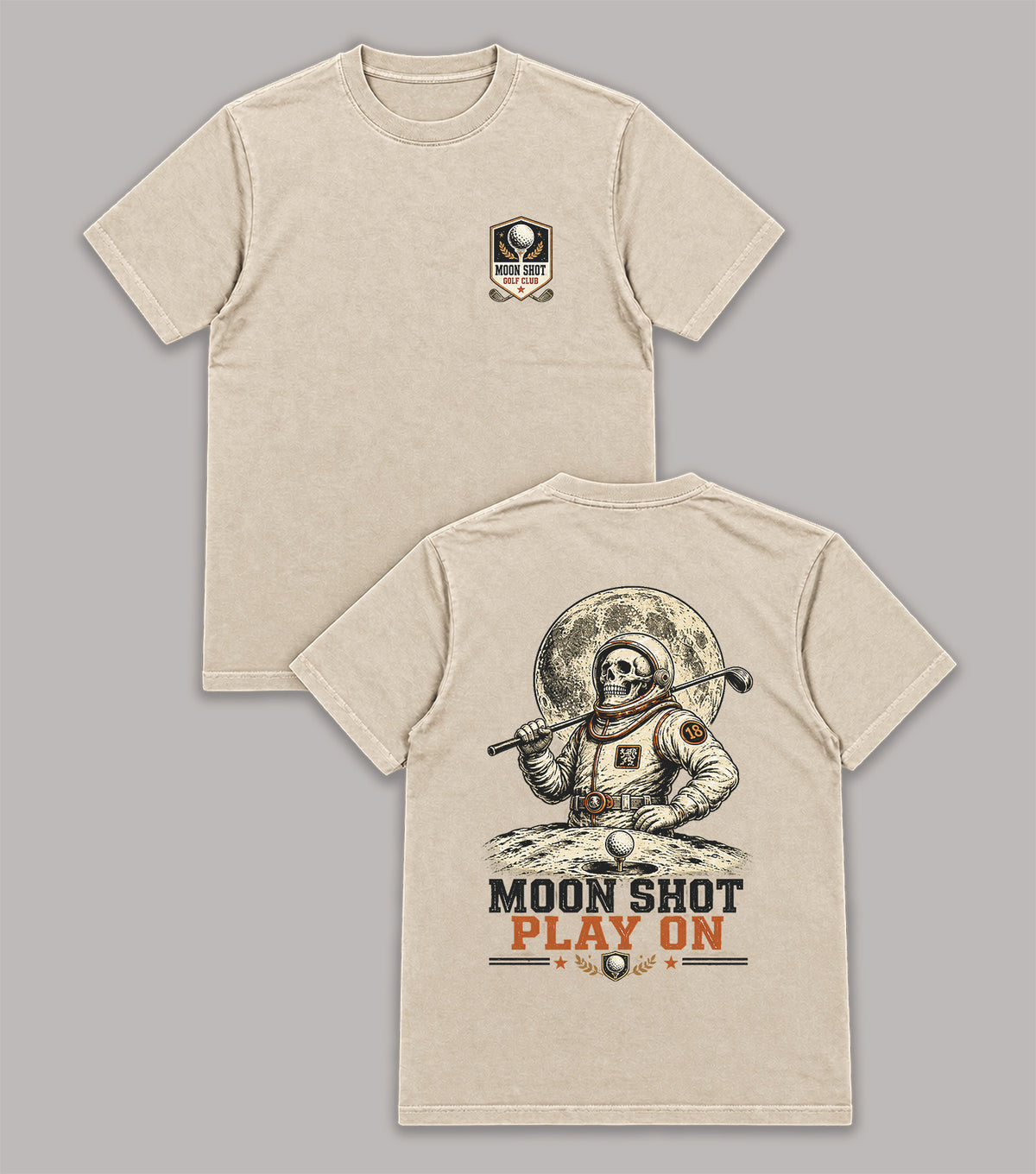 Moon Shot Play On Astronaut Skeleton Golf T-Shirt