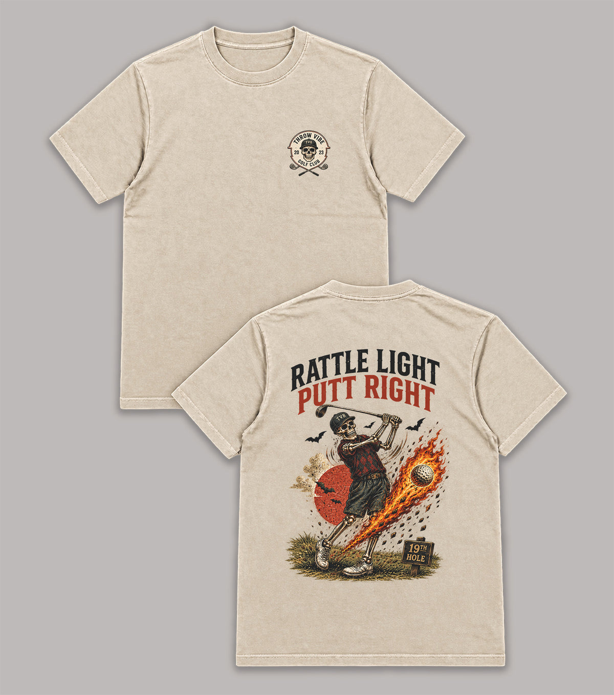 Rattle Light Putt Right Skeleton Golf T-Shirt