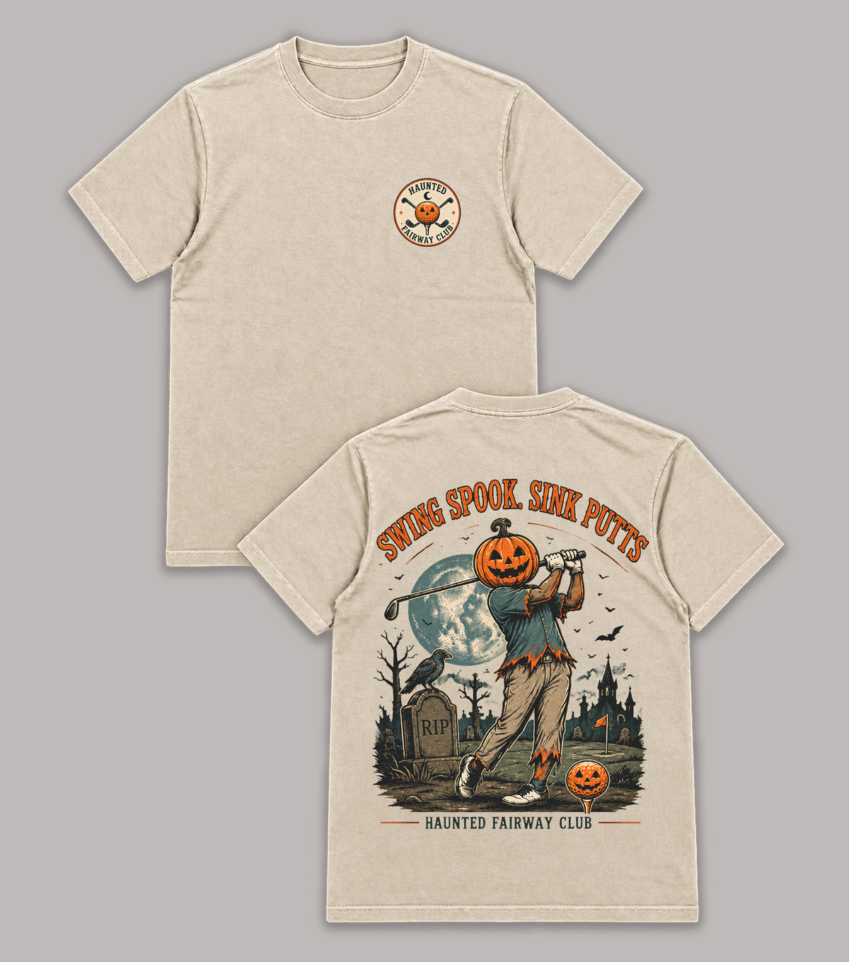 Swing Spook Sink Putts Pumpkin Golfer T-Shirt