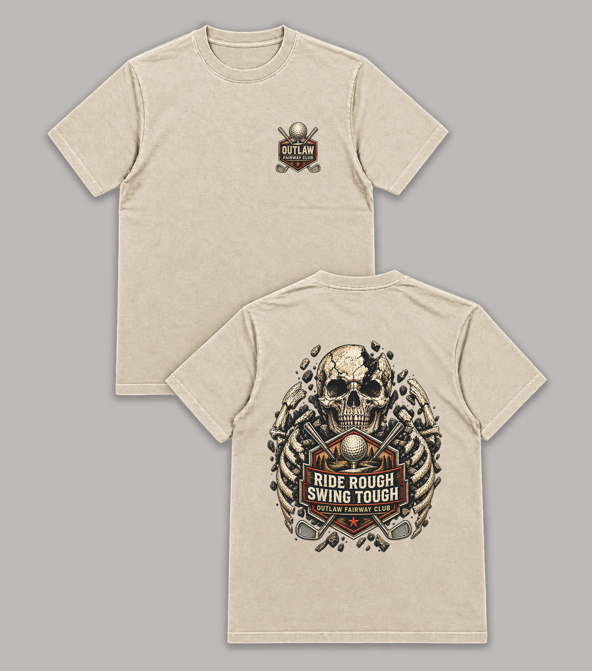Ride Rough Swing Tough Skeleton Golf T-Shirt
