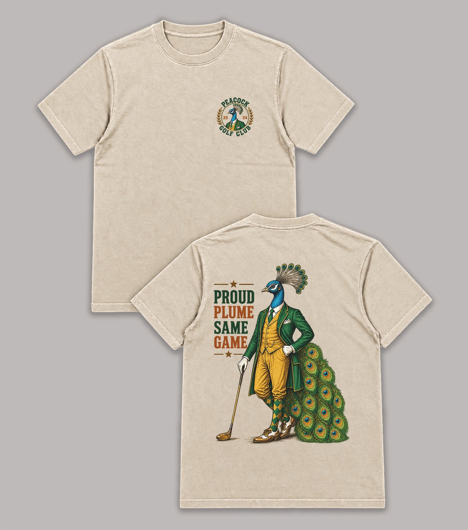Proud Plume Same Game Peacock Golf T-Shirt