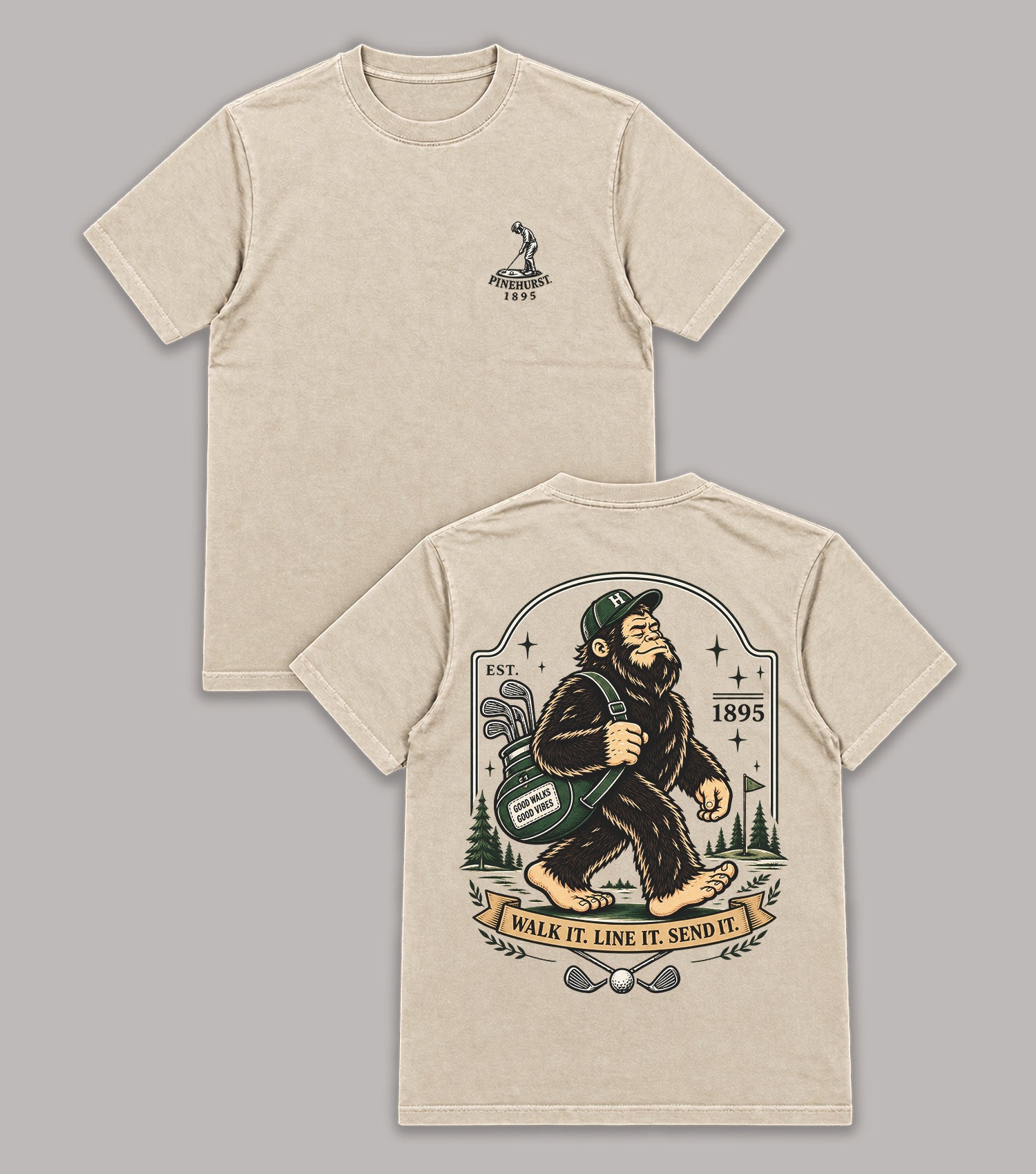 Bigfoot Golf T-Shirt - Walk It. Line It. Send It. Vintage Golf Shirt