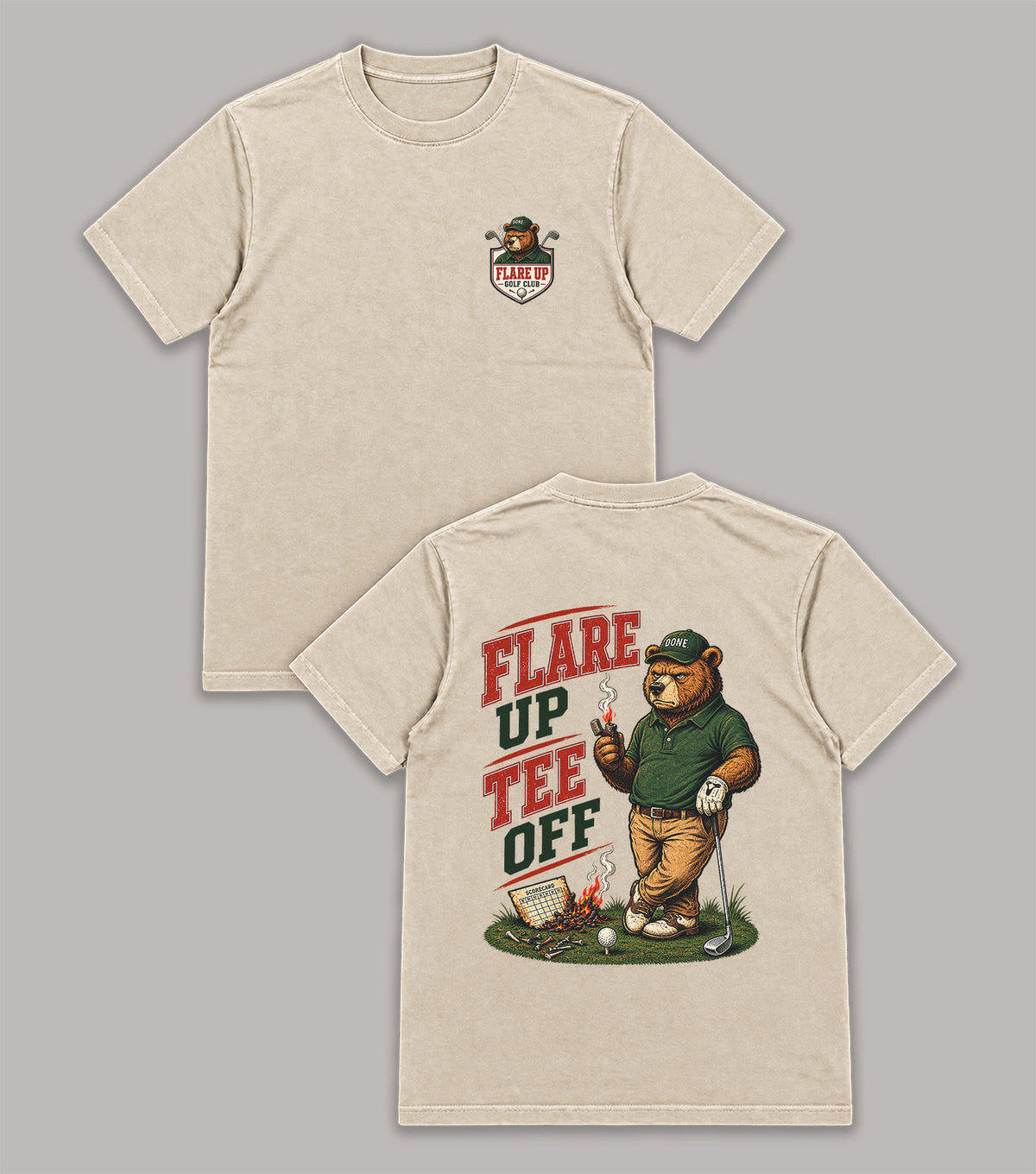 Flare Up Tee Off Bear Golf T-Shirt