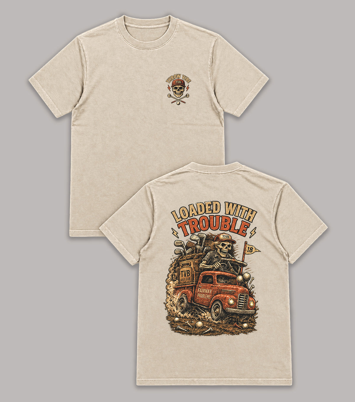 Loaded with Trouble Skeleton Golf T-Shirt