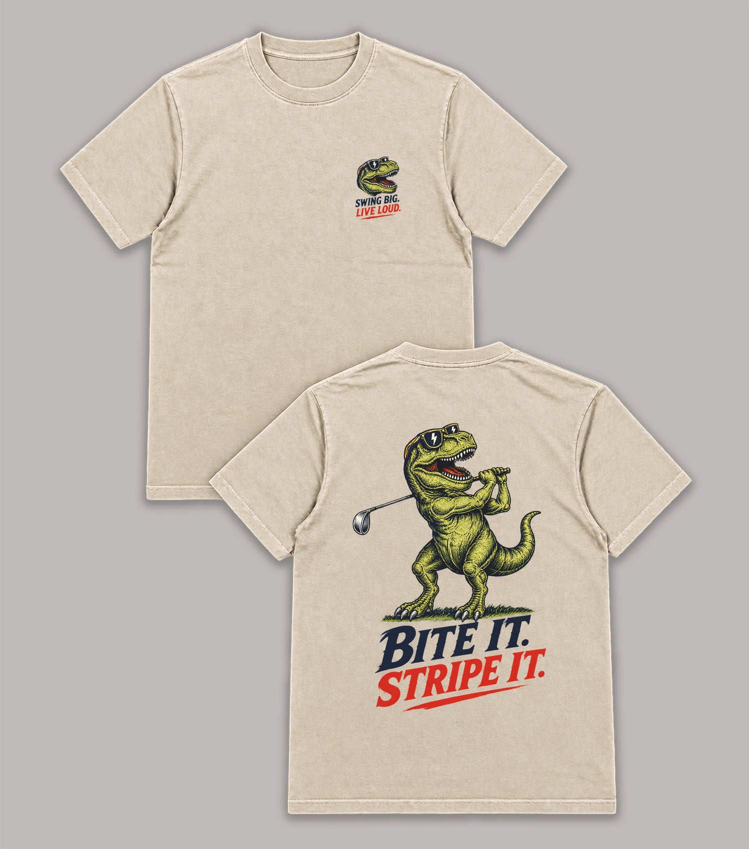 Bite It Stripe It Dinosaur Golf T-Shirt