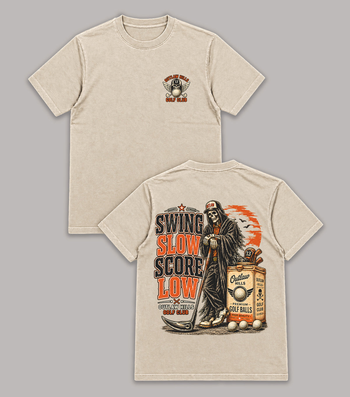 Swing Slow Score Low Grim Reaper Golf T-Shirt
