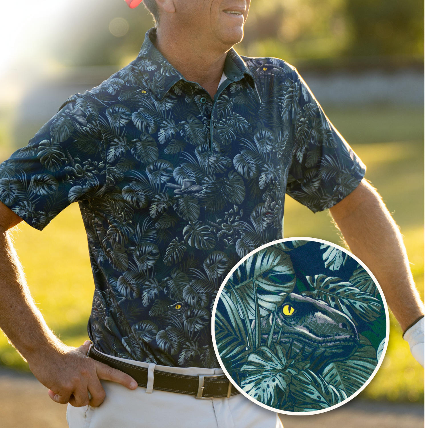 Jurassic Park Golf Polo Shirt, 4th Of July Mens Golf Gift